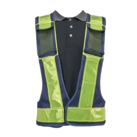 Al-Gard MVB1 Blue Mesh Safety Muscle Vest with Green Reflective Strips