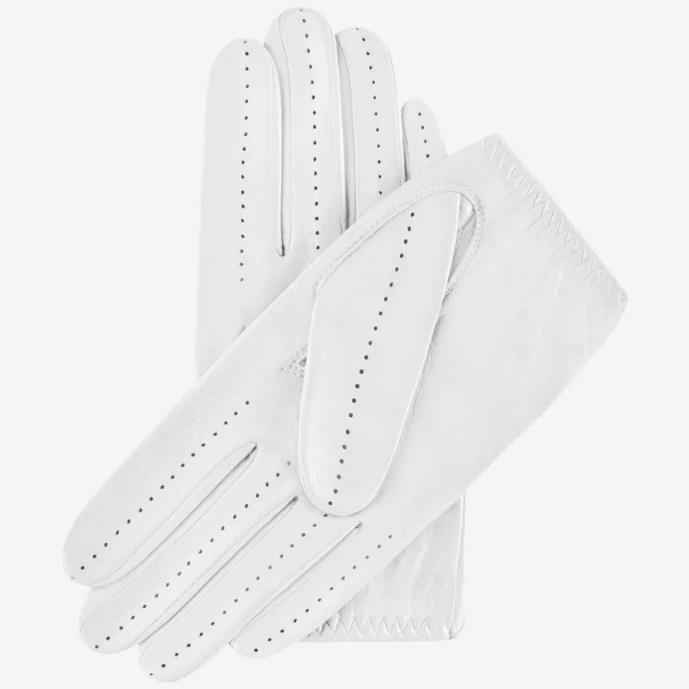 Alessa (white) - classic Italian lambskin leather driving gloves