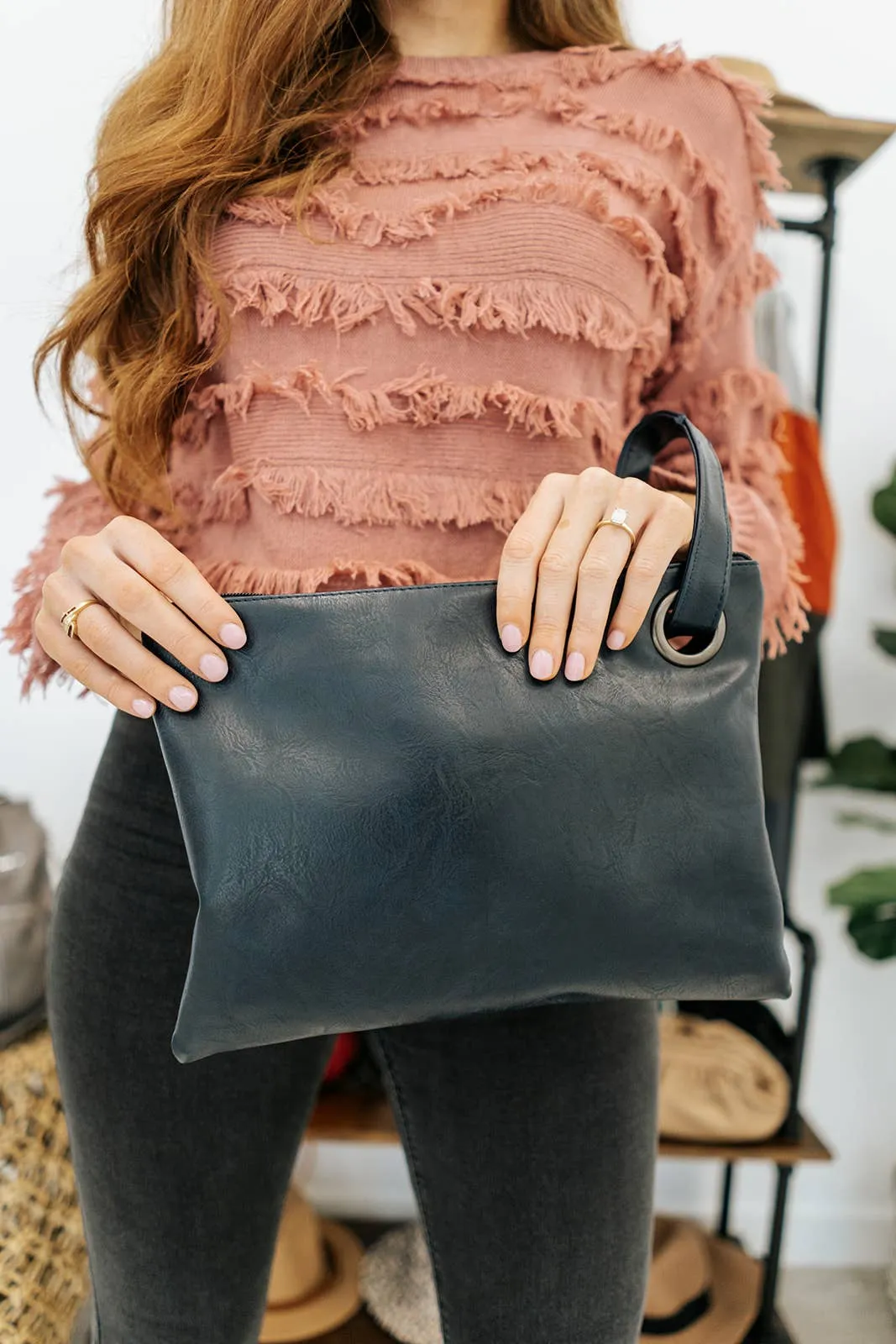 Alexa Oversized Clutch: Rust