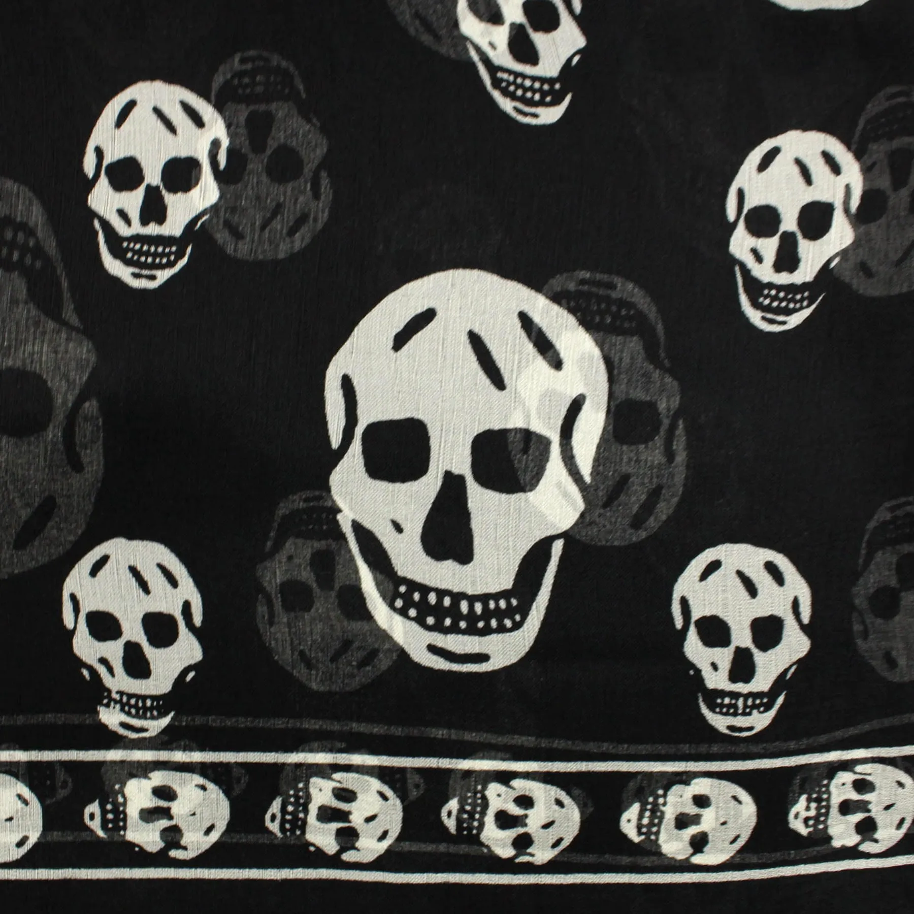 Alexander McQueen Scarf Black White Signature Skulls - Large Chiffon Silk Shawl SALE