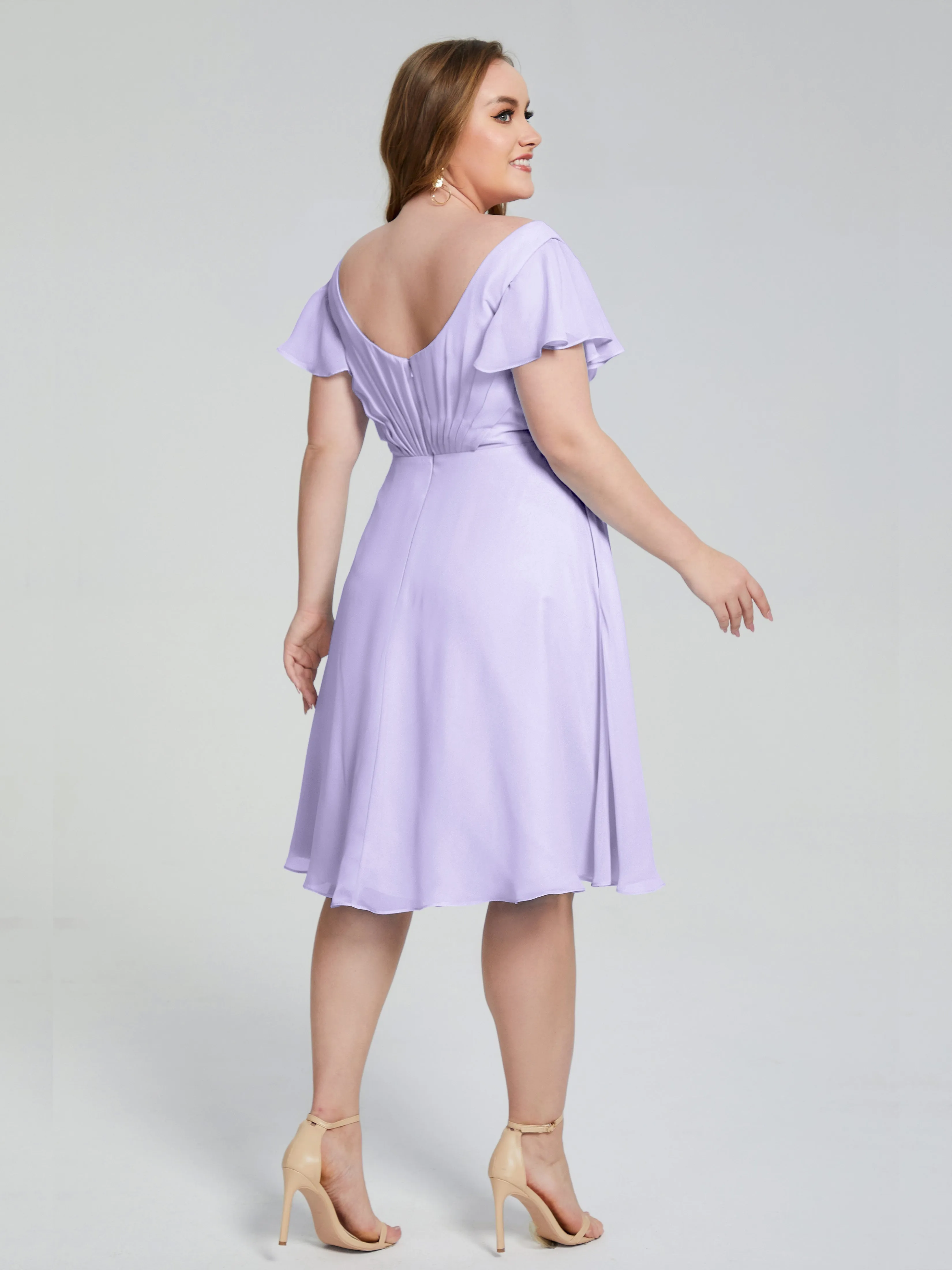 Alina Plus Size Short Sleeves Chiffon Bridesmaid Dresses