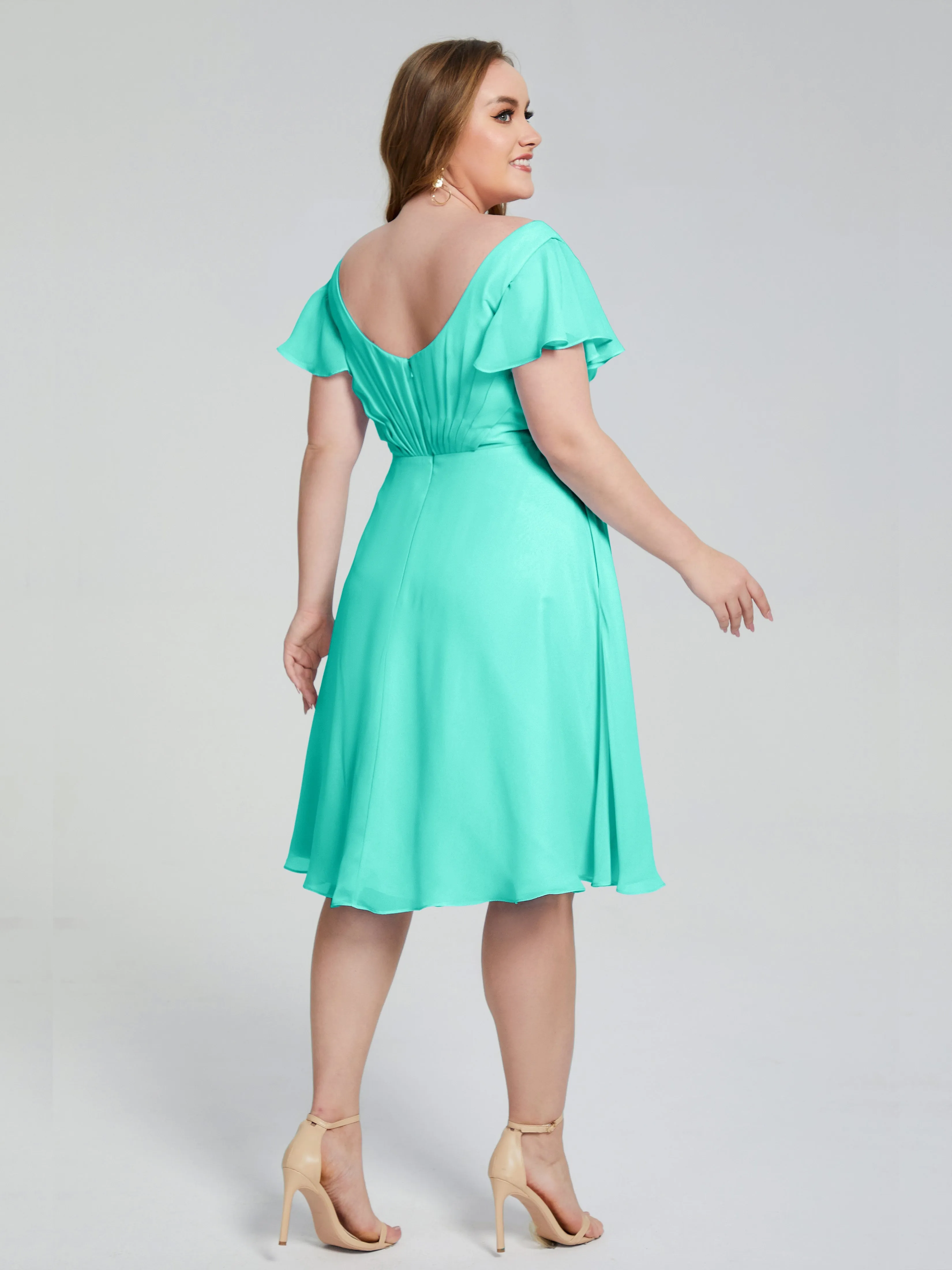 Alina Plus Size Short Sleeves Chiffon Bridesmaid Dresses