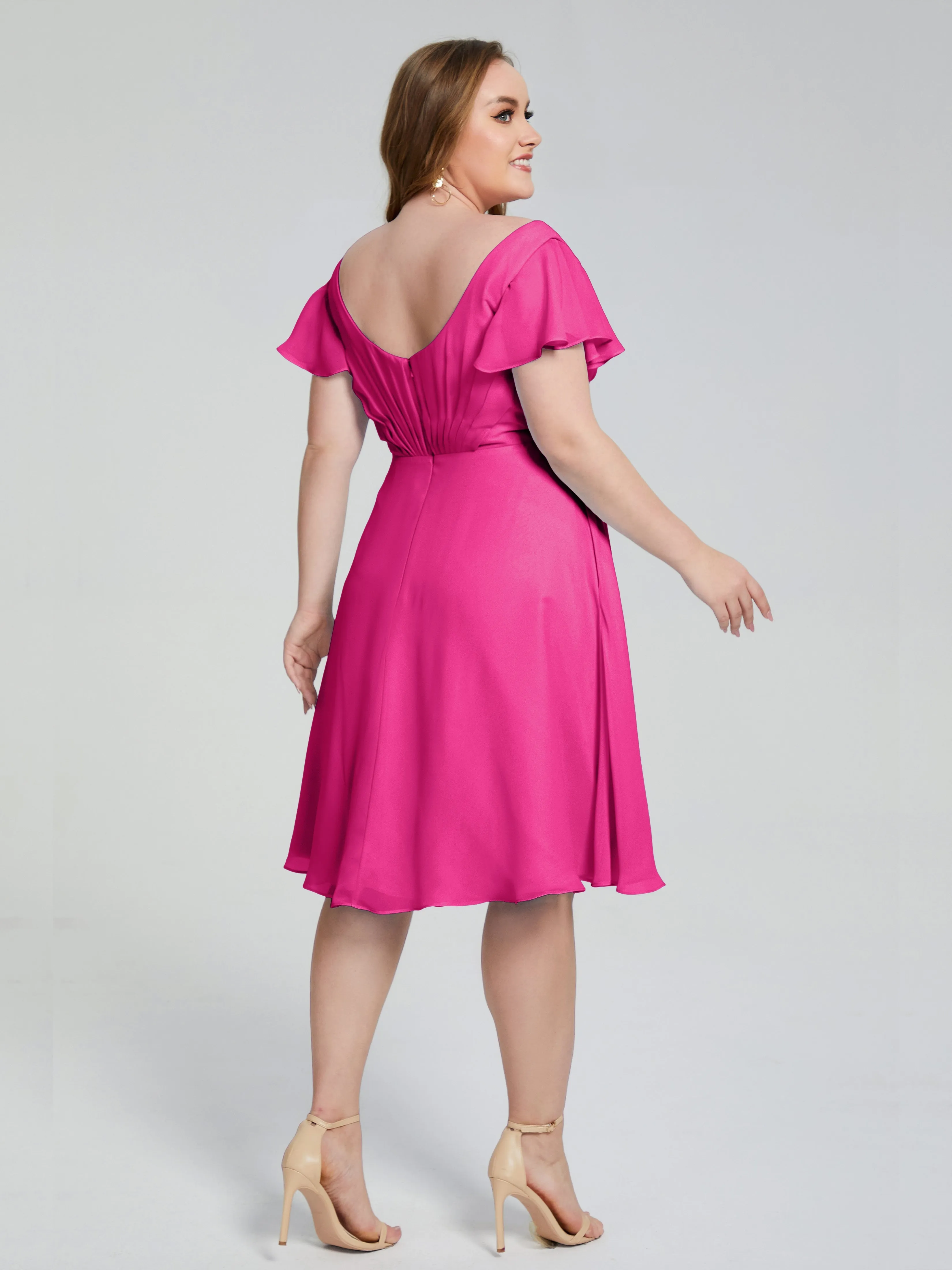 Alina Plus Size Short Sleeves Chiffon Bridesmaid Dresses