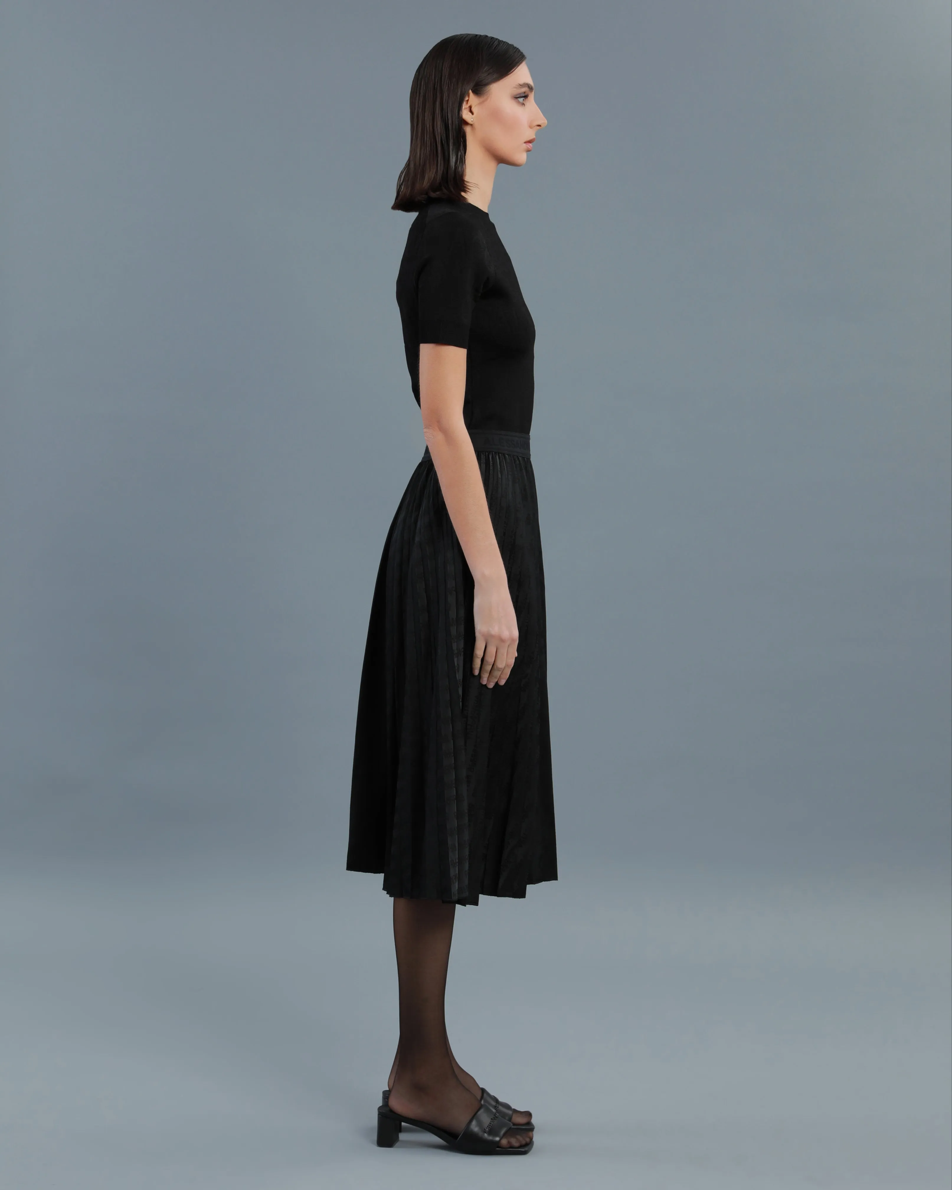 All-Over Logo Pleated Skirt