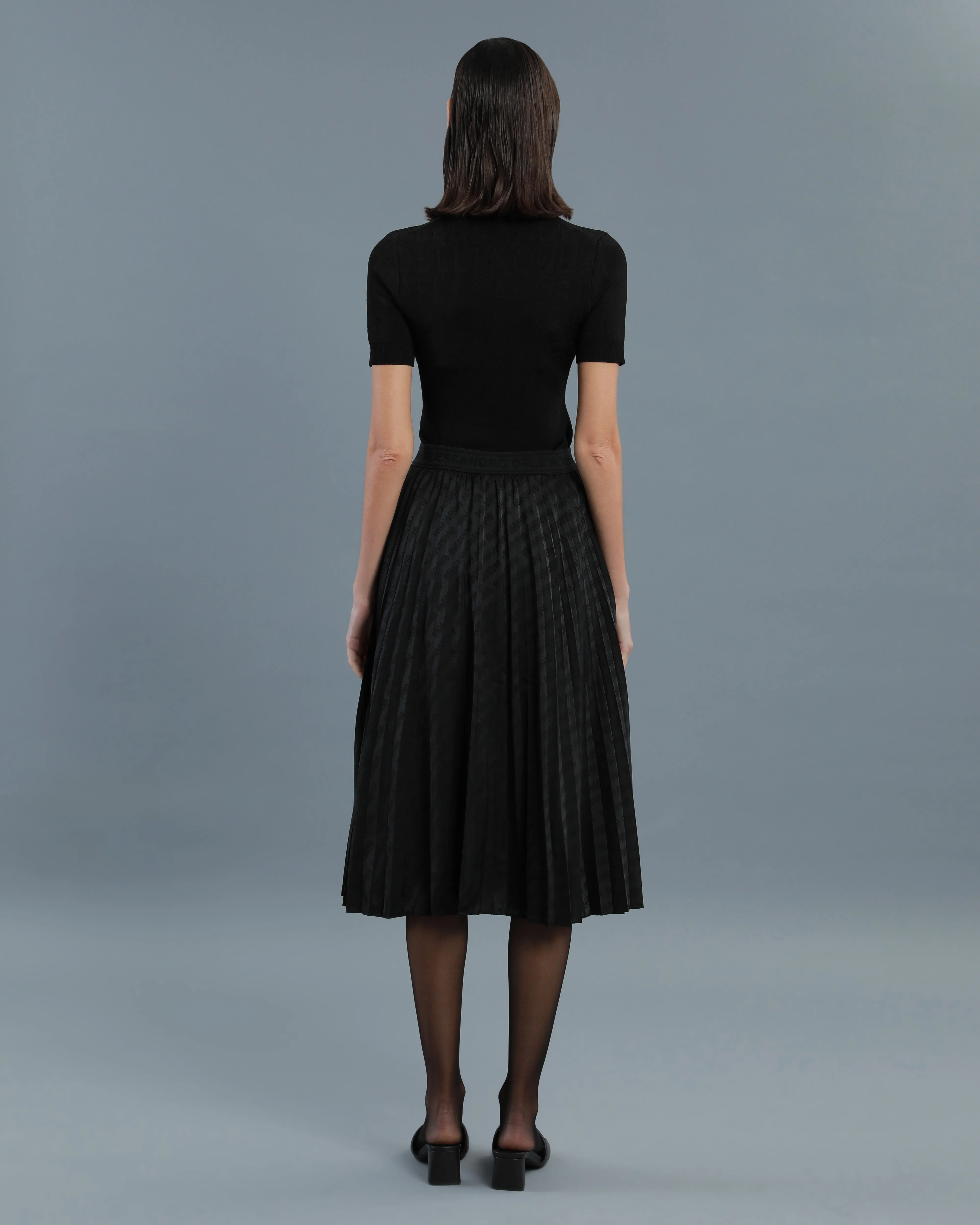 All-Over Logo Pleated Skirt