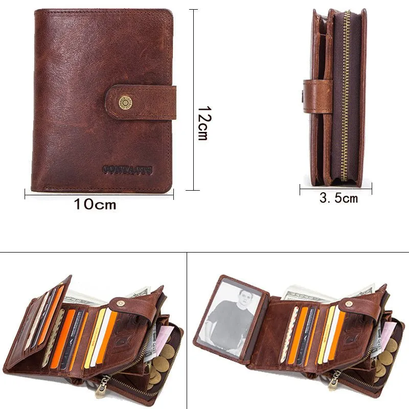 AlliLux RFID Short Zipper Clutch Wallet