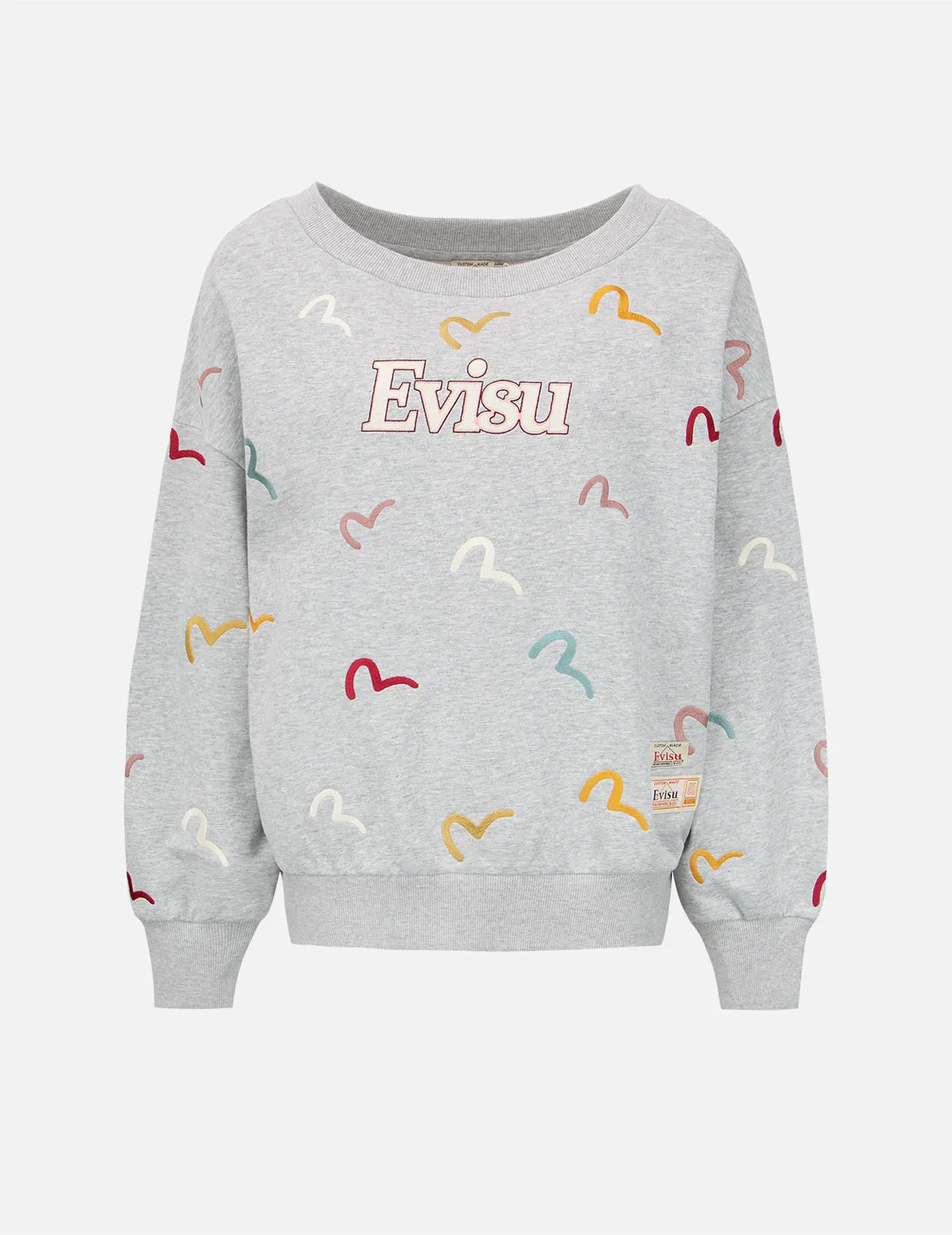 Allover Multi-color Seagull Embroidery Sweatshirt