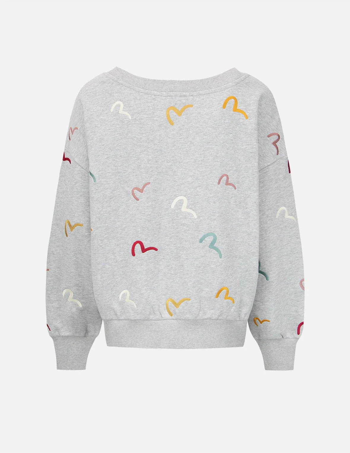 Allover Multi-color Seagull Embroidery Sweatshirt