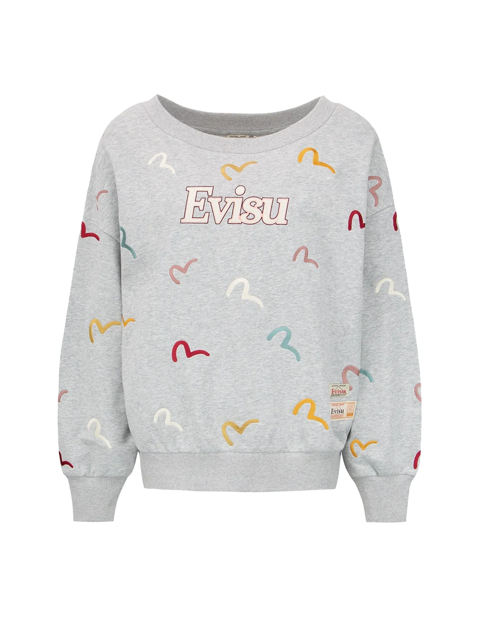 Allover Multi-color Seagull Embroidery Sweatshirt