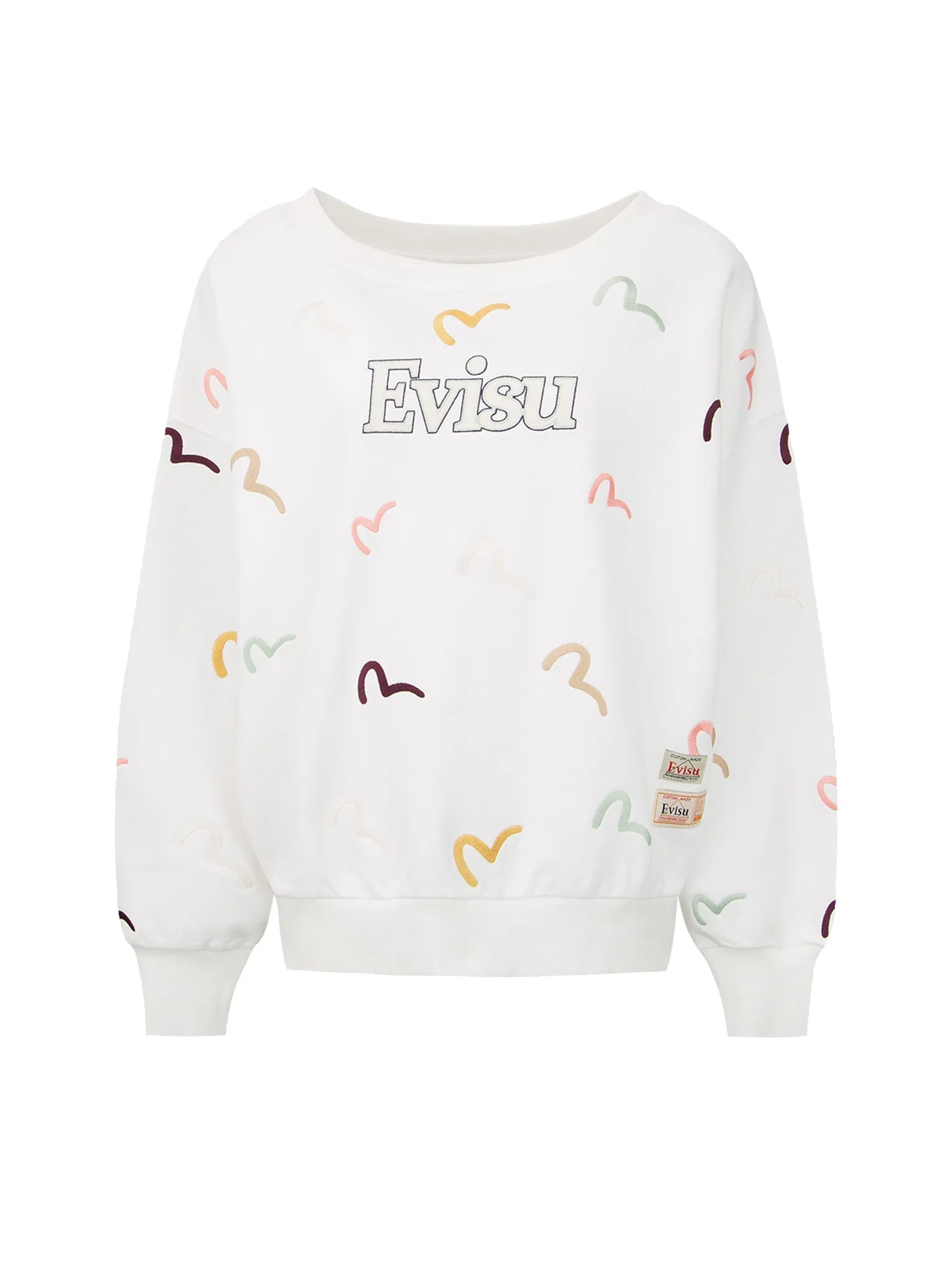 Allover Multi-color Seagull Embroidery Sweatshirt