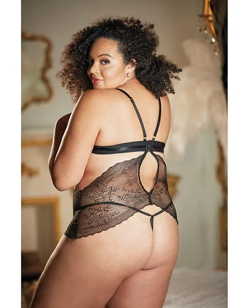 Allure Lace Peek A Boo Chemise & Ouverte G-string One Size Fits Most Curvy