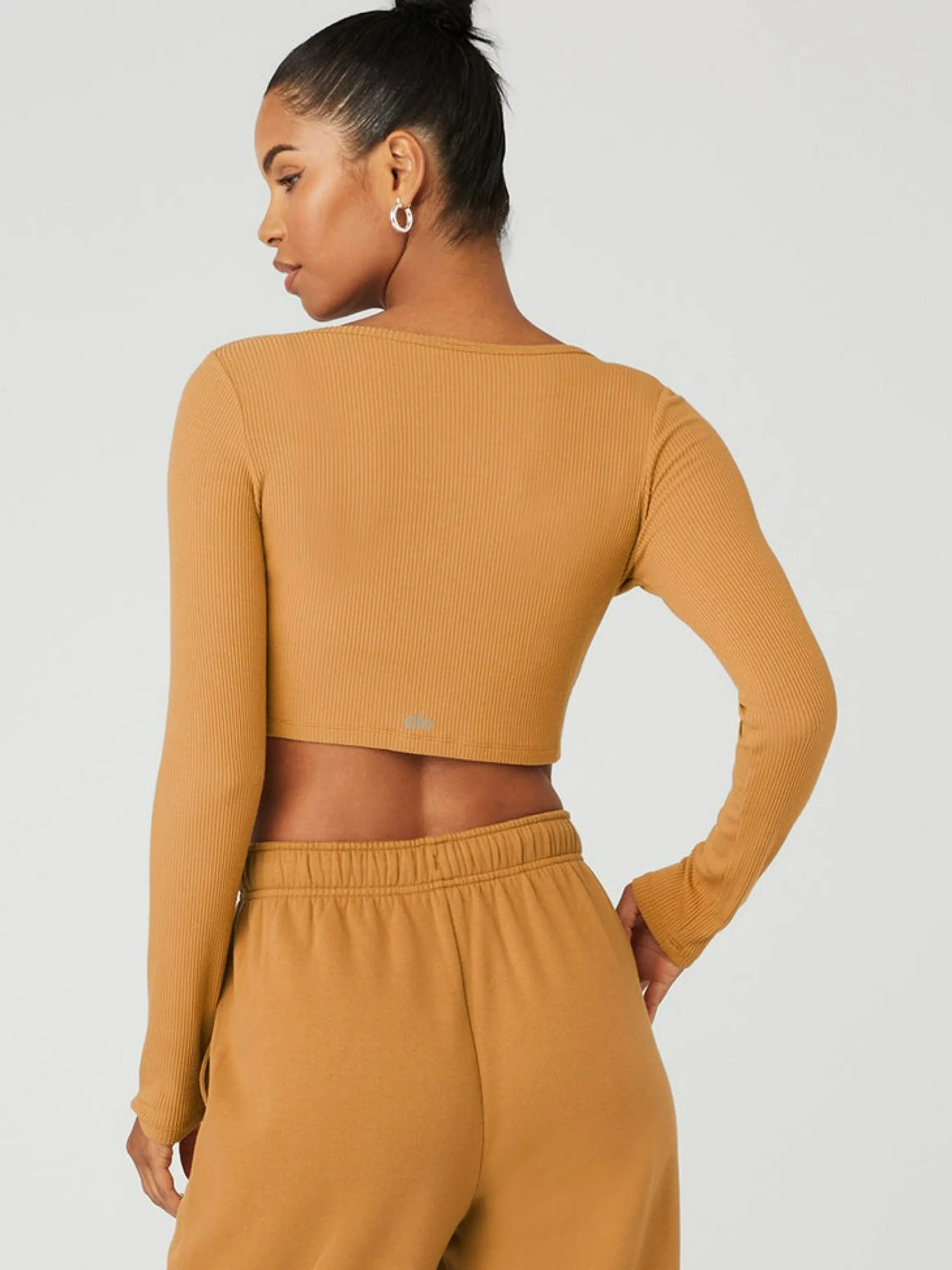 ALO Ribbed Cropped Whisper Cardigan