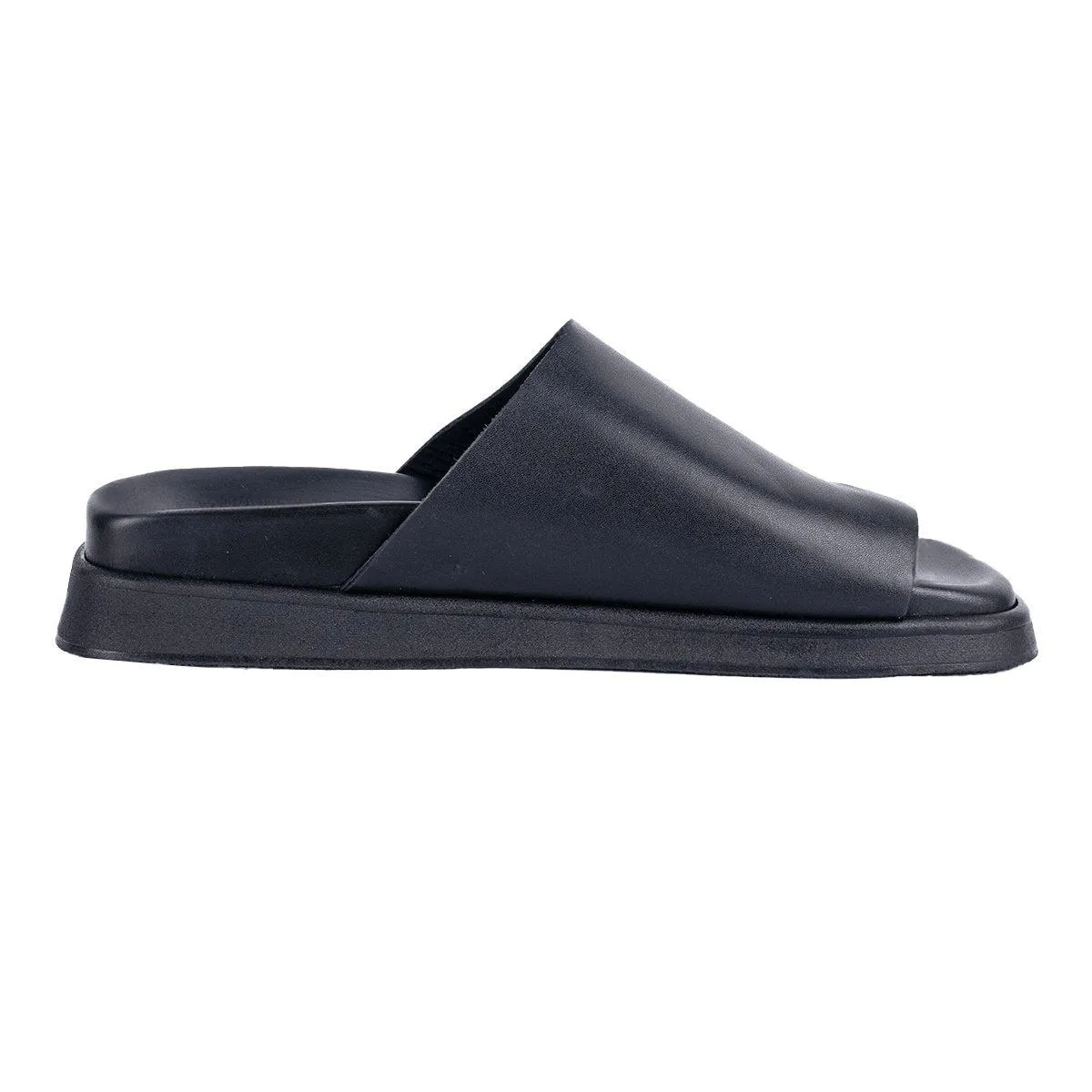 Alohas Flat Sandals Leather Black Colour For Women