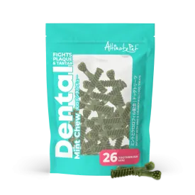 Altimate Pet Dog Dental Chews Infused with Mint & Chlorophyll - Mint Toothbrush Mini 26pcs