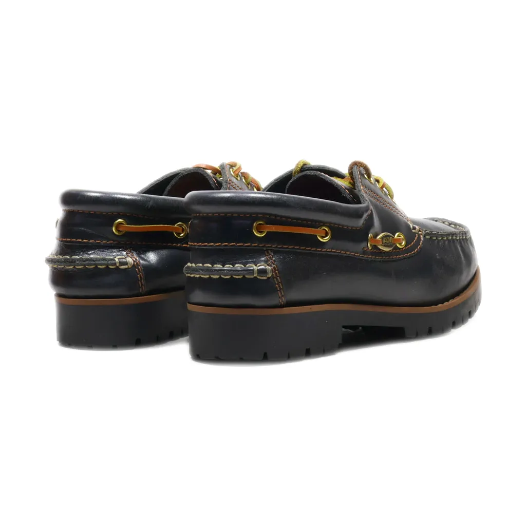 Am Shoe Company Boat Shoes Leather Black Colour For Men