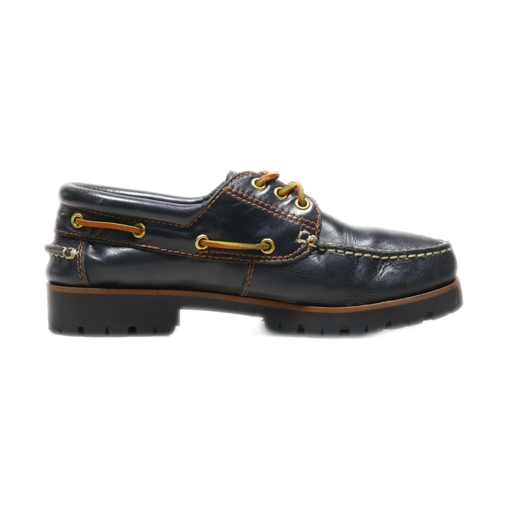 Am Shoe Company Boat Shoes Leather Black Colour For Men