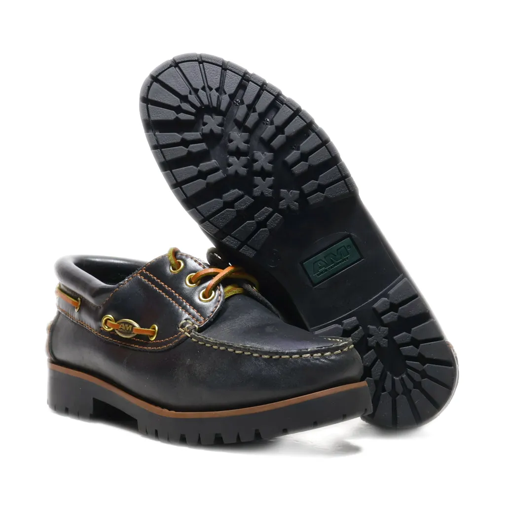 Am Shoe Company Boat Shoes Leather Black Colour For Men