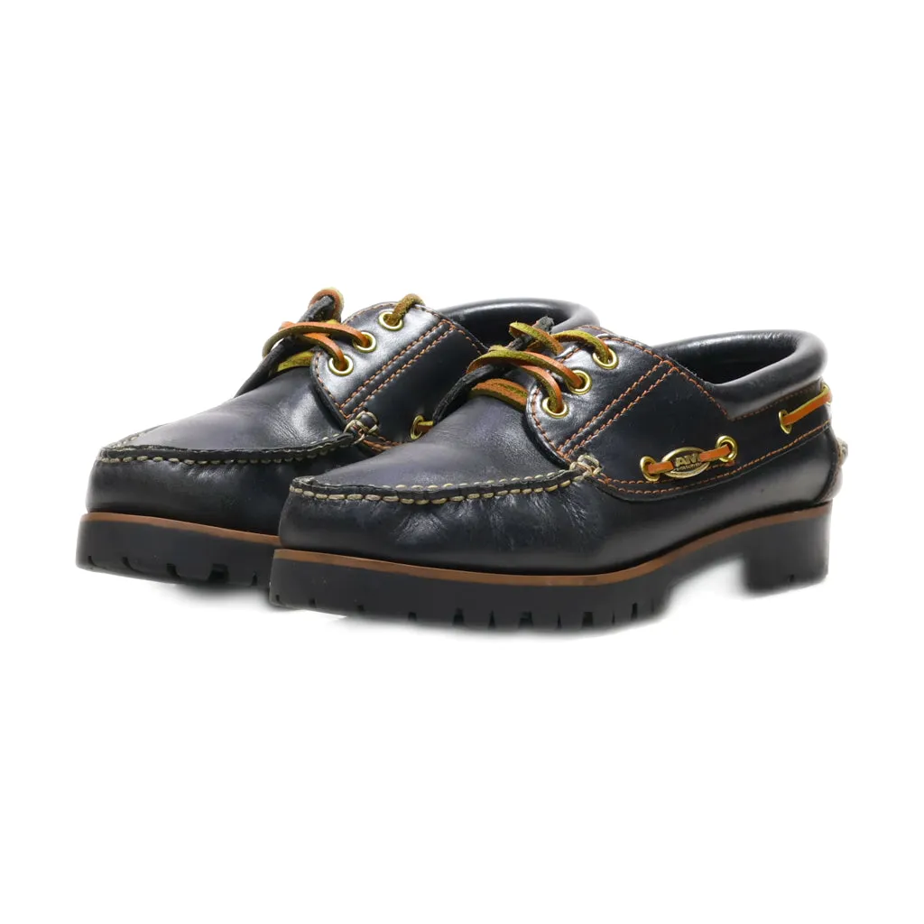 Am Shoe Company Boat Shoes Leather Black Colour For Men