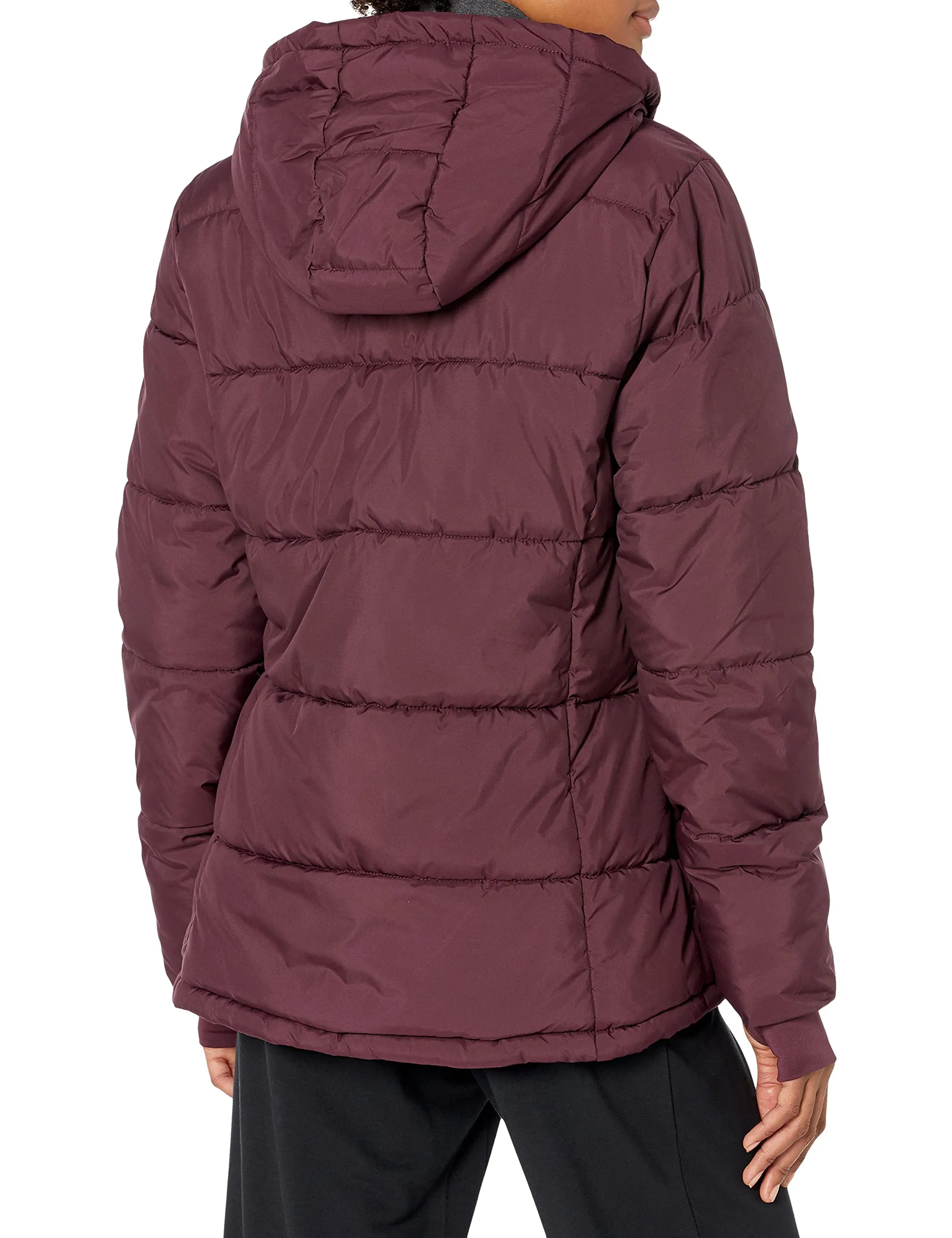 Amazon Essentials Women's Heavyweight Long-Sleeve Hooded Puffer Coat (Available in Plus Size), Burgundy, Large