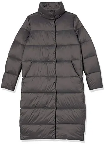 Amazon Essentials Women's Lightweight Water-Resistant Longer Length Cocoon Puffer Coat, Charcoal, Large