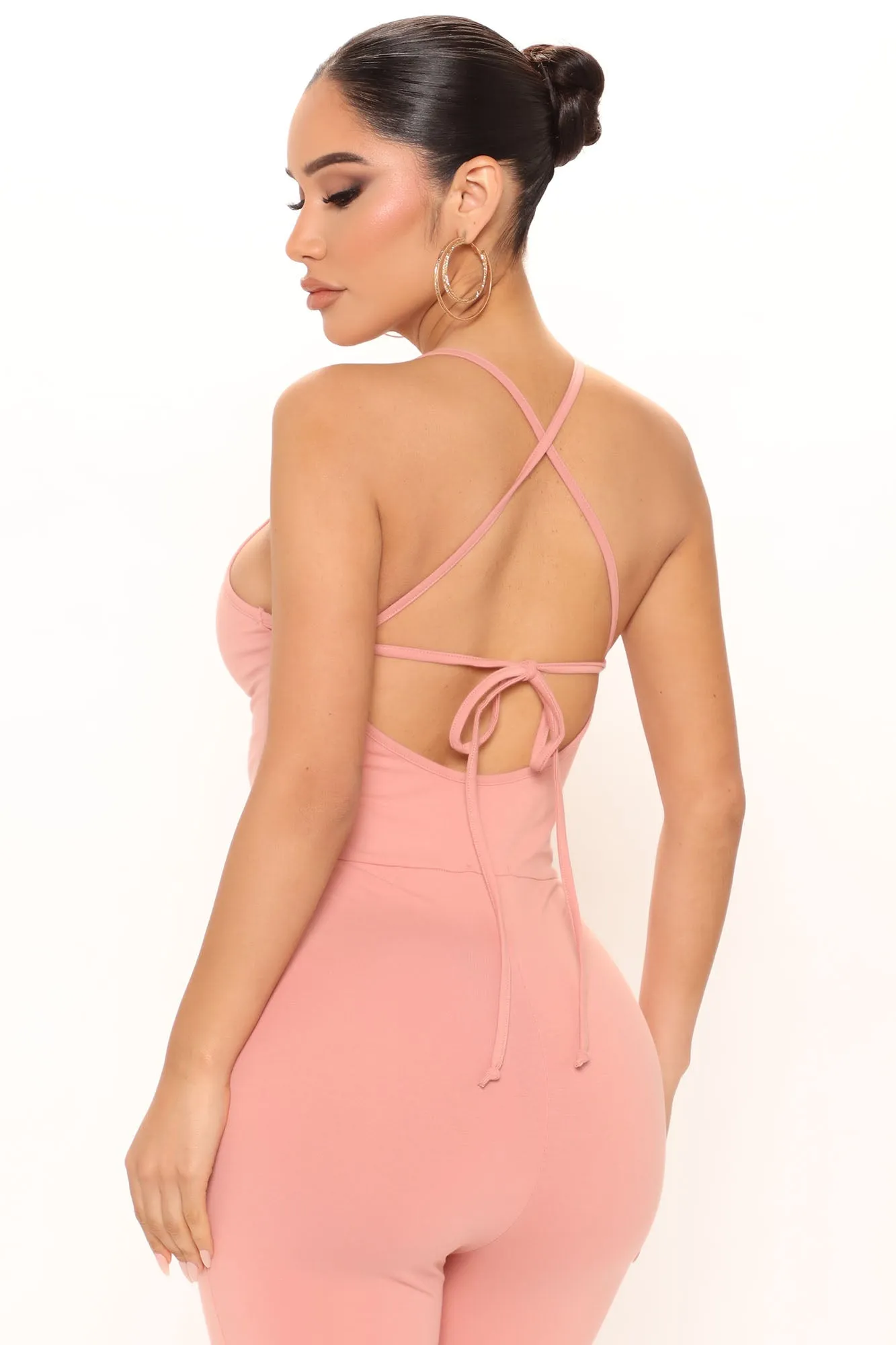 Amber Strappy Biker Short Romper - Mauve