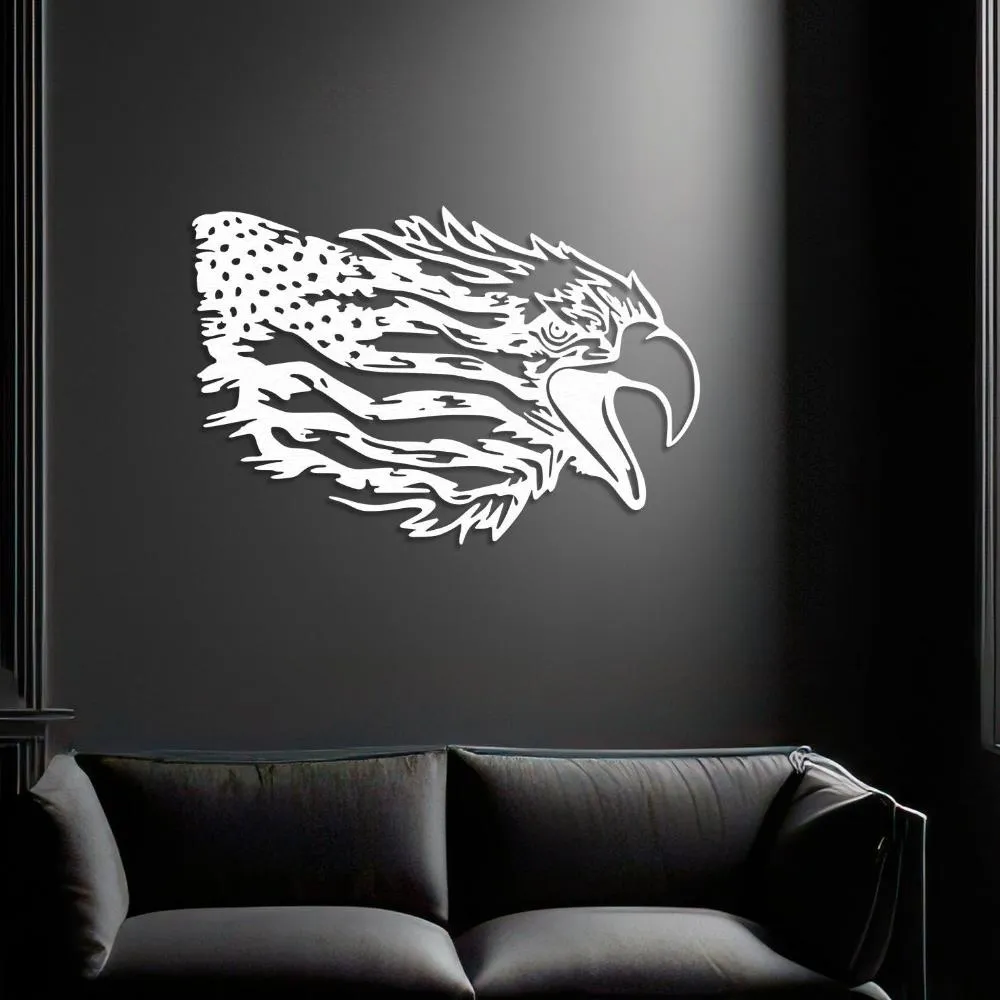 American Bald Eagle Wall Art with Distressed US Flag-Indepence Day Gift