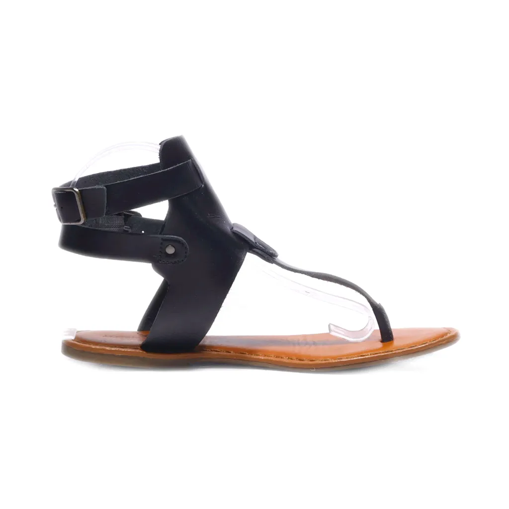 American Eagle Flat Sandals Leather Black Colour For Women