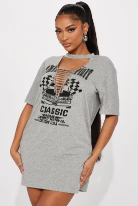 American Spirit Distressed T-Shirt Dress - Heather Grey