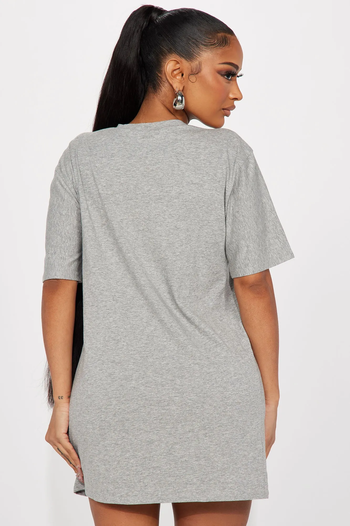 American Spirit Distressed T-Shirt Dress - Heather Grey