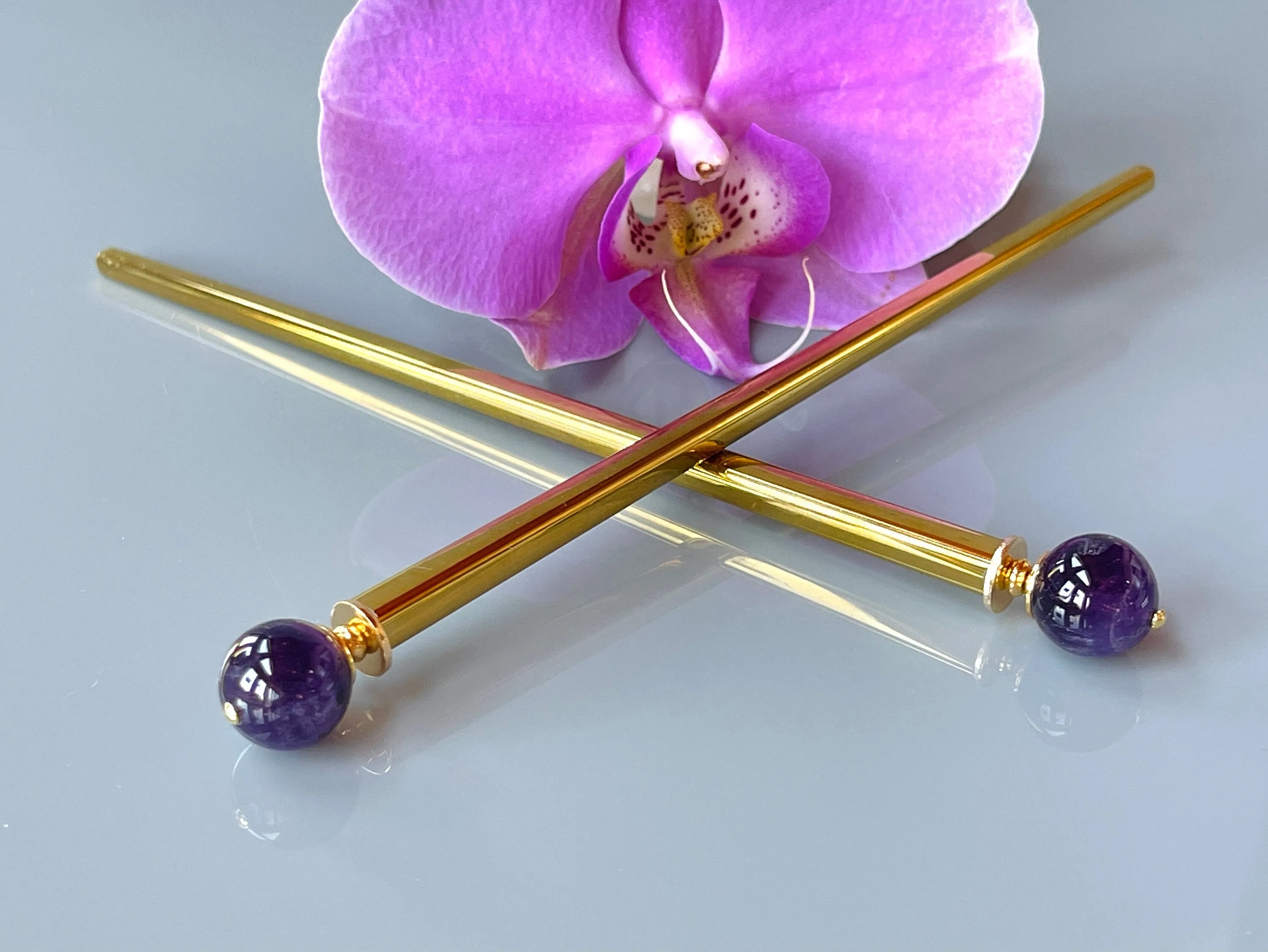 Amethyst Hair Sticks