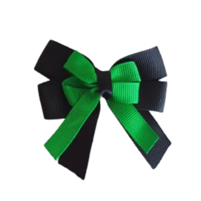 Amore Hair Bow - Plain Colour - Black Base and Centre Ribbon (31 colours Top)