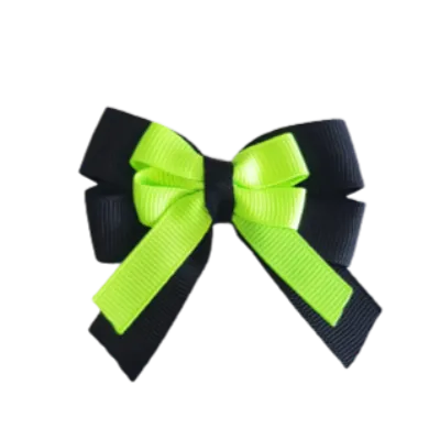 Amore Hair Bow - Plain Colour - Black Base and Centre Ribbon (31 colours Top)