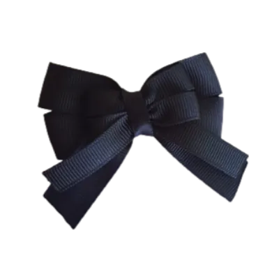 Amore Hair Bow - Plain Colour - Black Base and Centre Ribbon (31 colours Top)