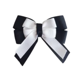 Amore Hair Bow - Plain Colour - Black Base and Centre Ribbon (31 colours Top)