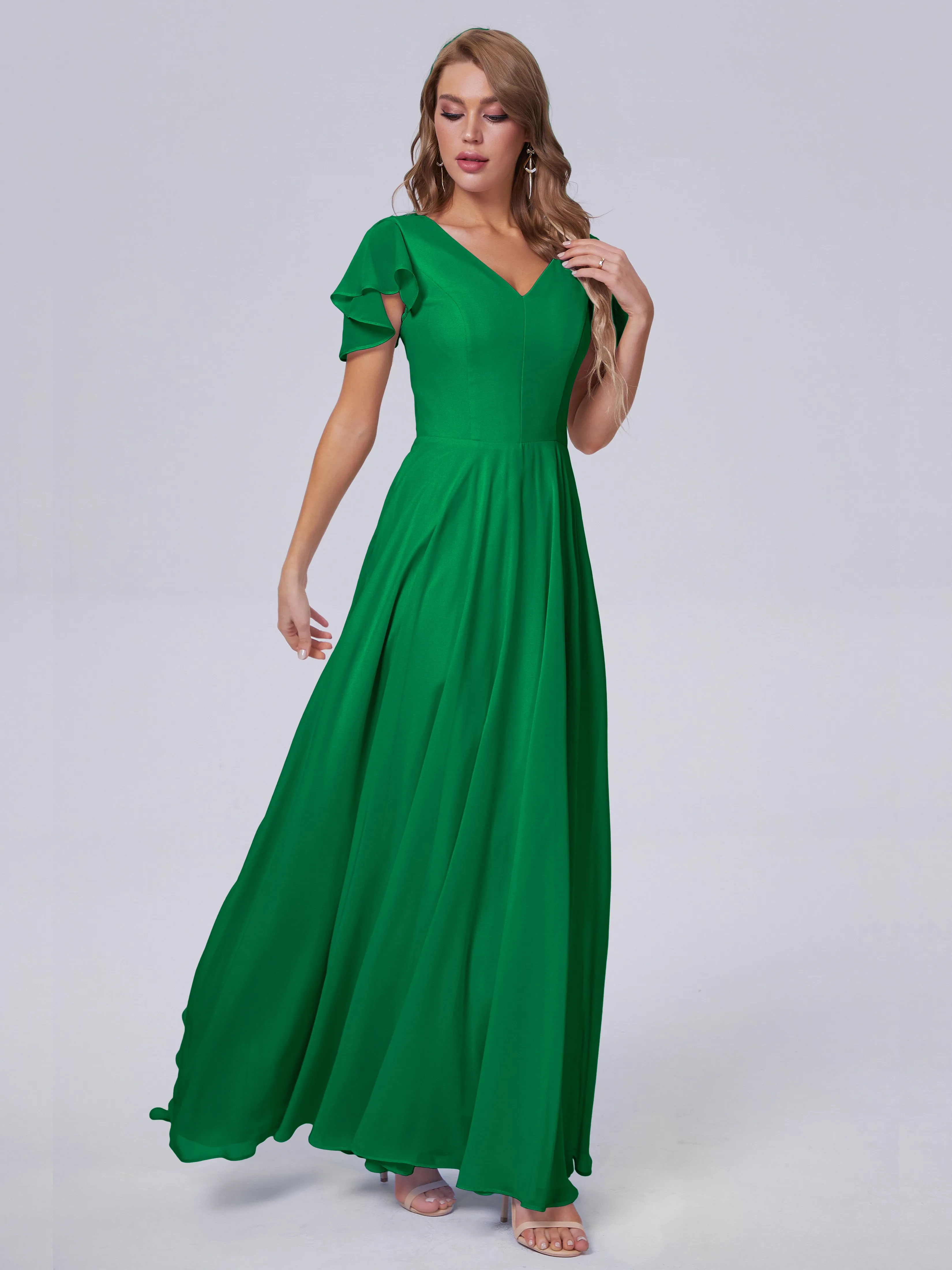 Anastasia Short Sleeves Chiffon Bridesmaid Dresses