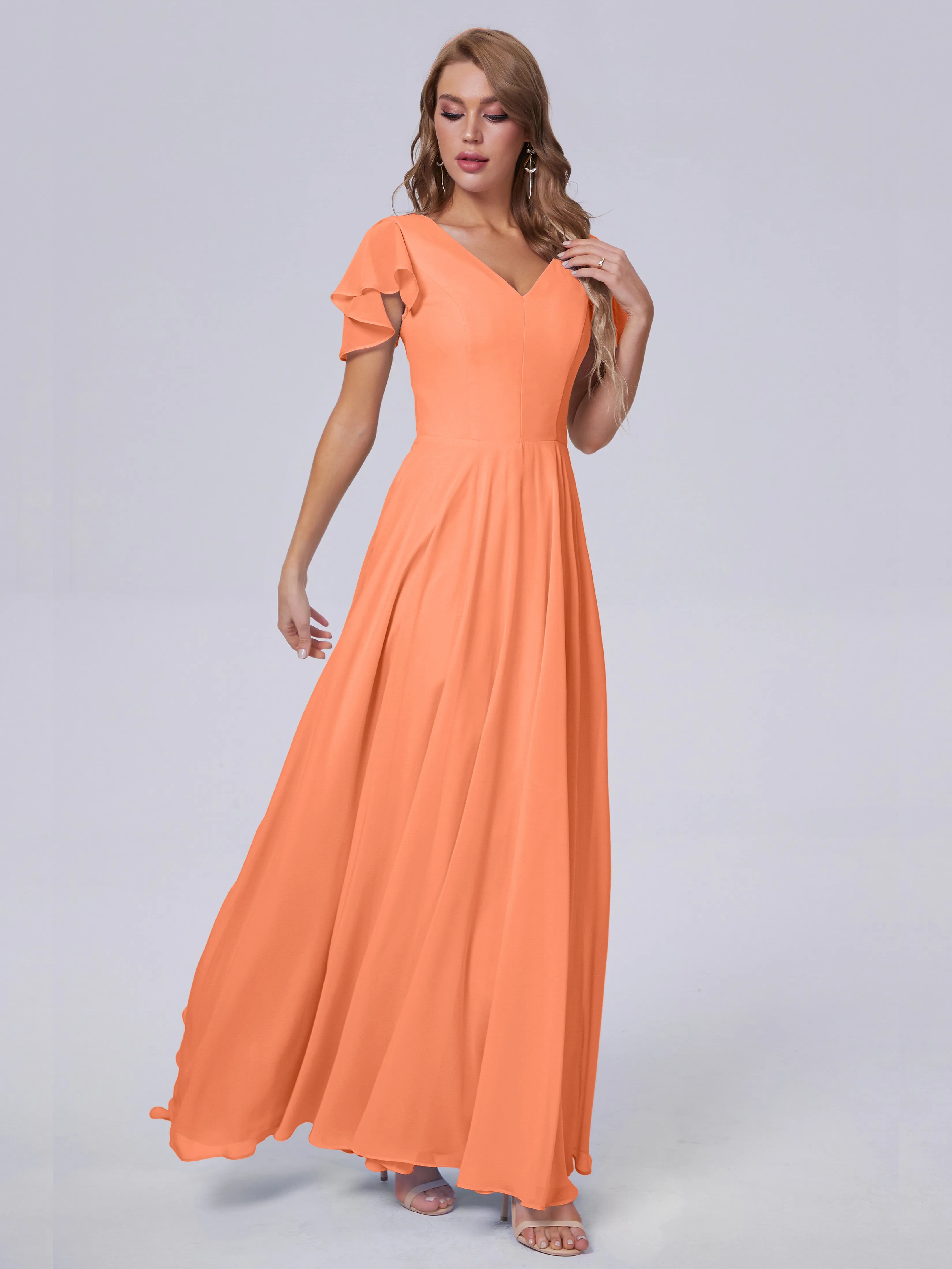 Anastasia Short Sleeves Chiffon Bridesmaid Dresses