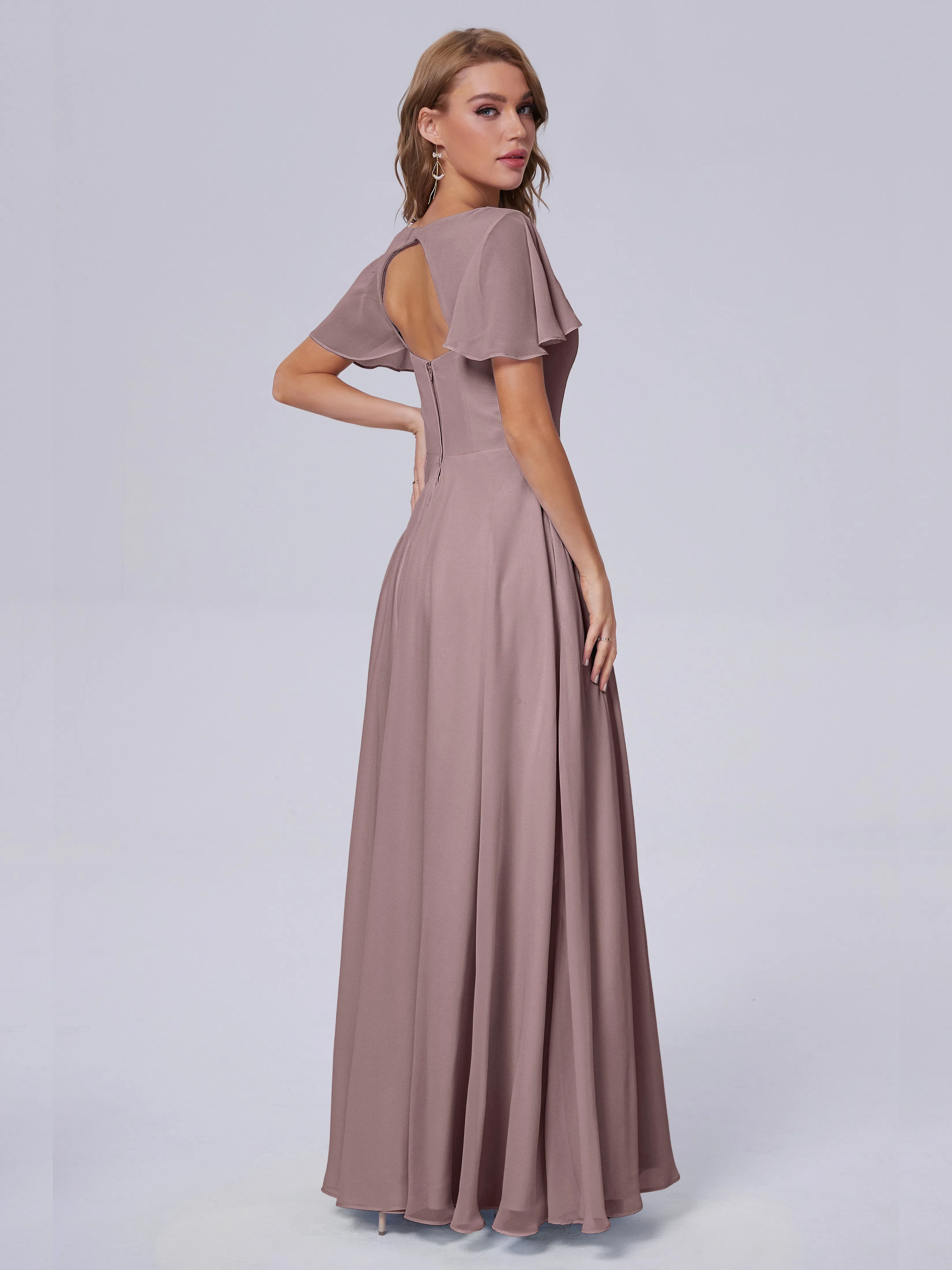 Anastasia Short Sleeves Chiffon Bridesmaid Dresses