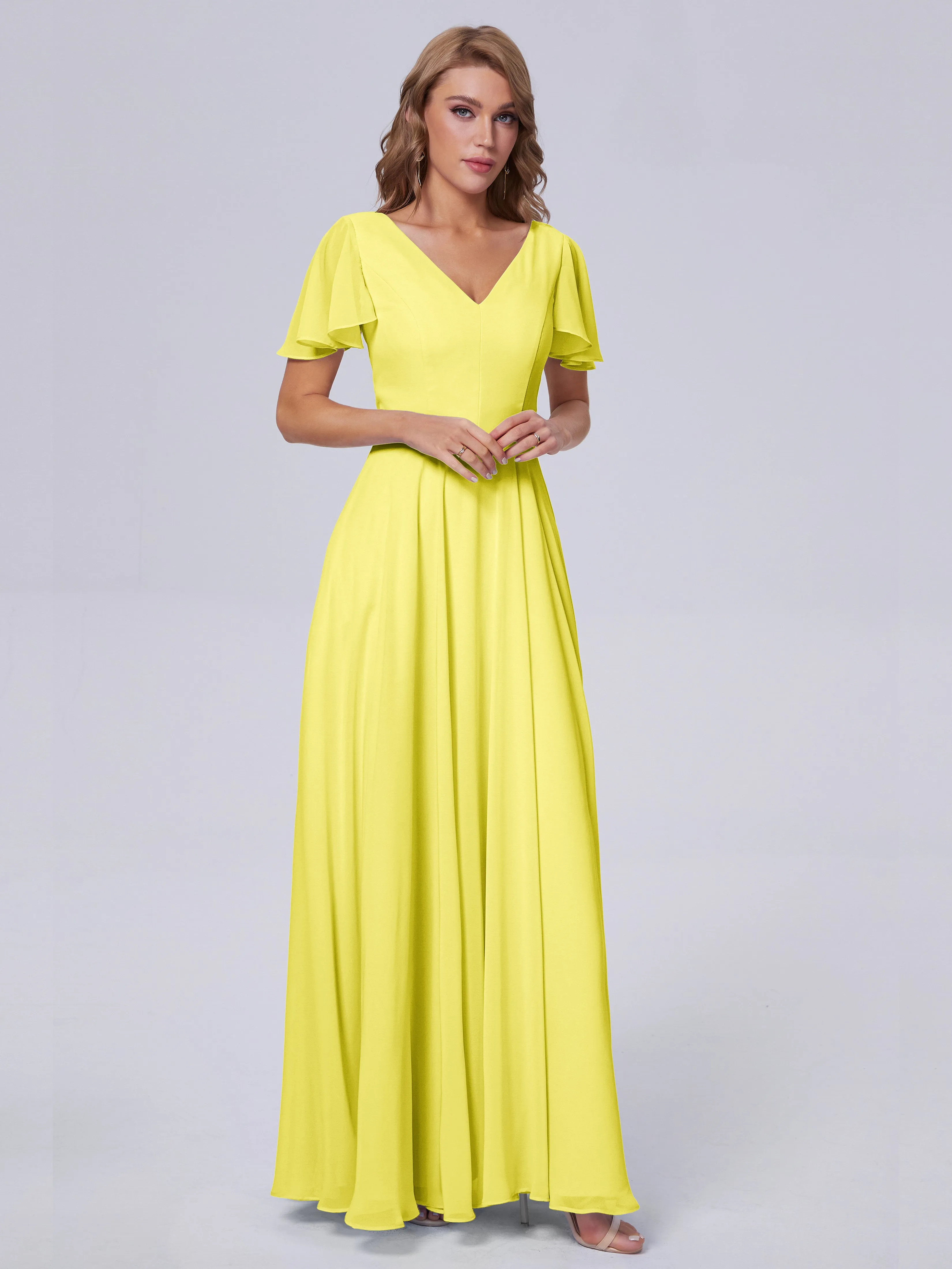 Anastasia Short Sleeves Chiffon Bridesmaid Dresses