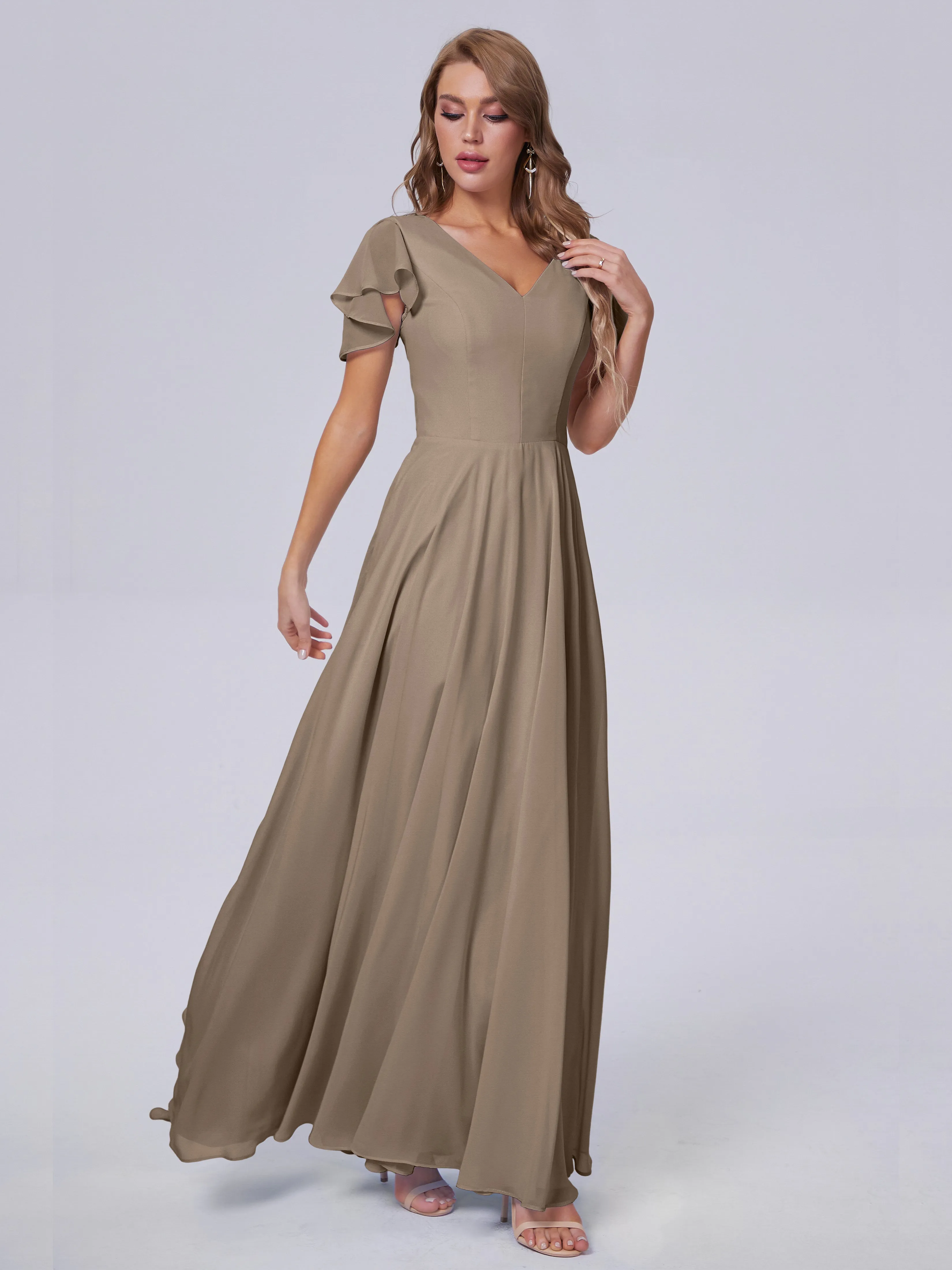 Anastasia Short Sleeves Chiffon Bridesmaid Dresses