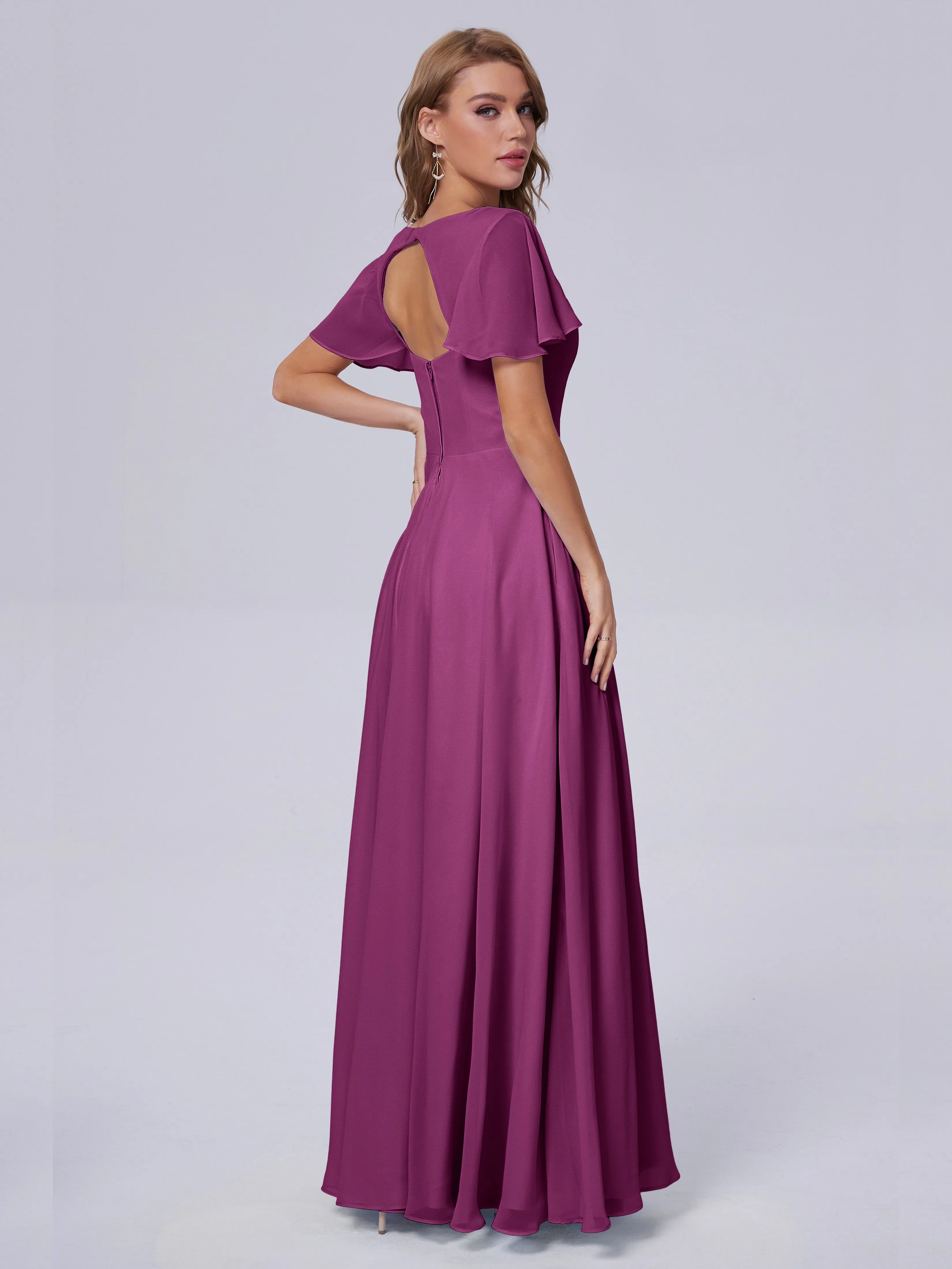 Anastasia Short Sleeves Chiffon Bridesmaid Dresses