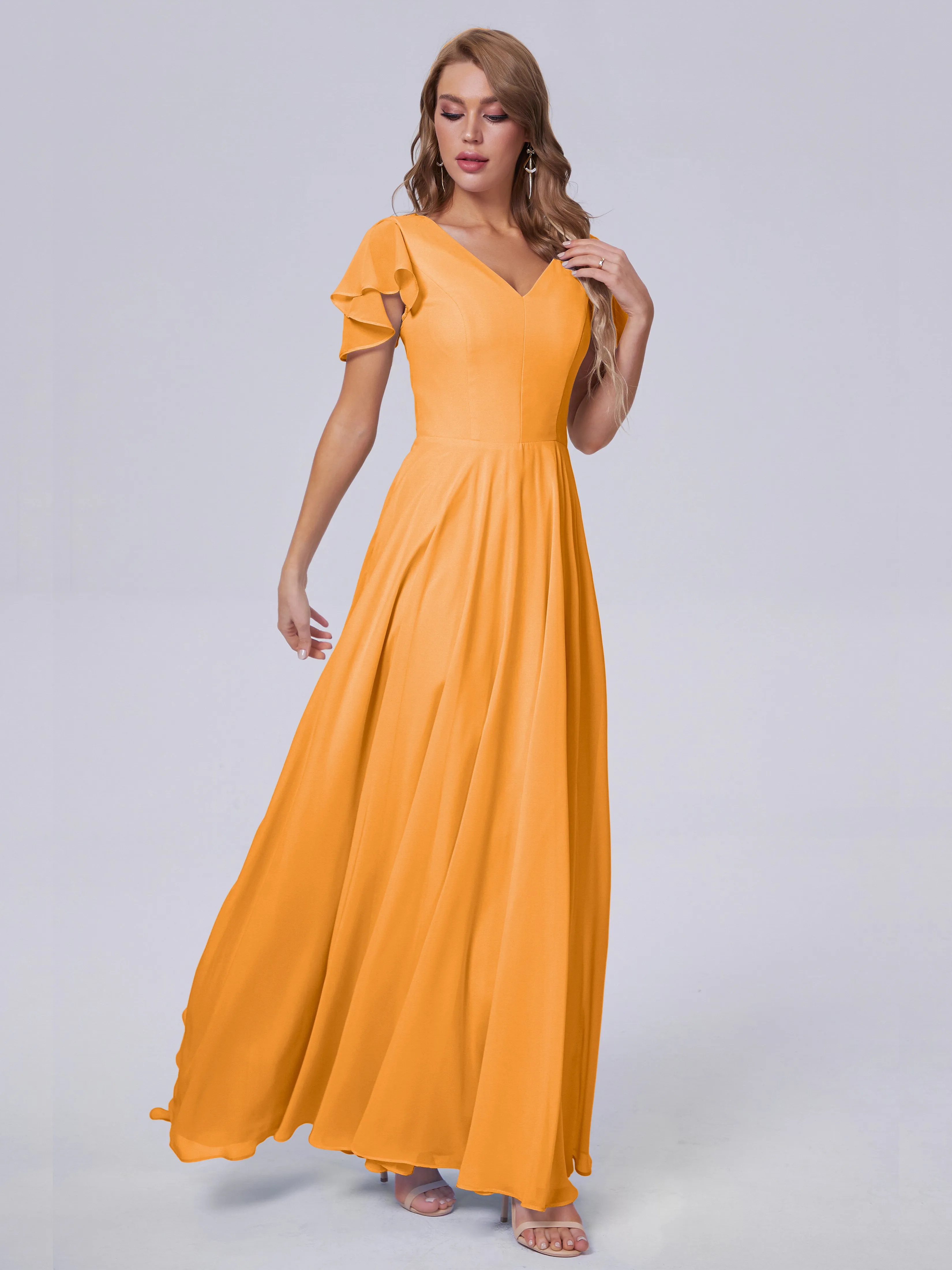 Anastasia Short Sleeves Chiffon Bridesmaid Dresses