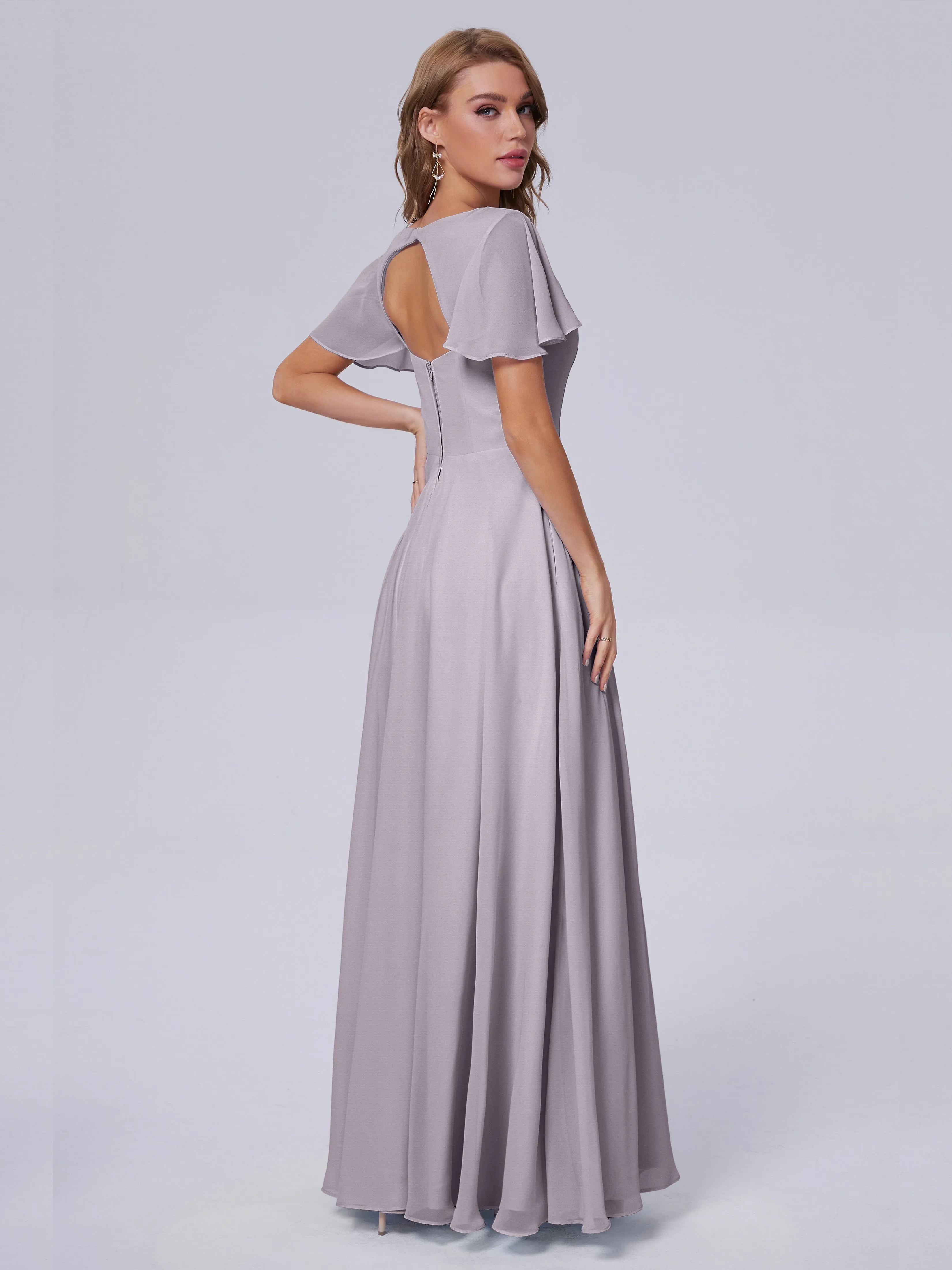 Anastasia Short Sleeves Chiffon Bridesmaid Dresses