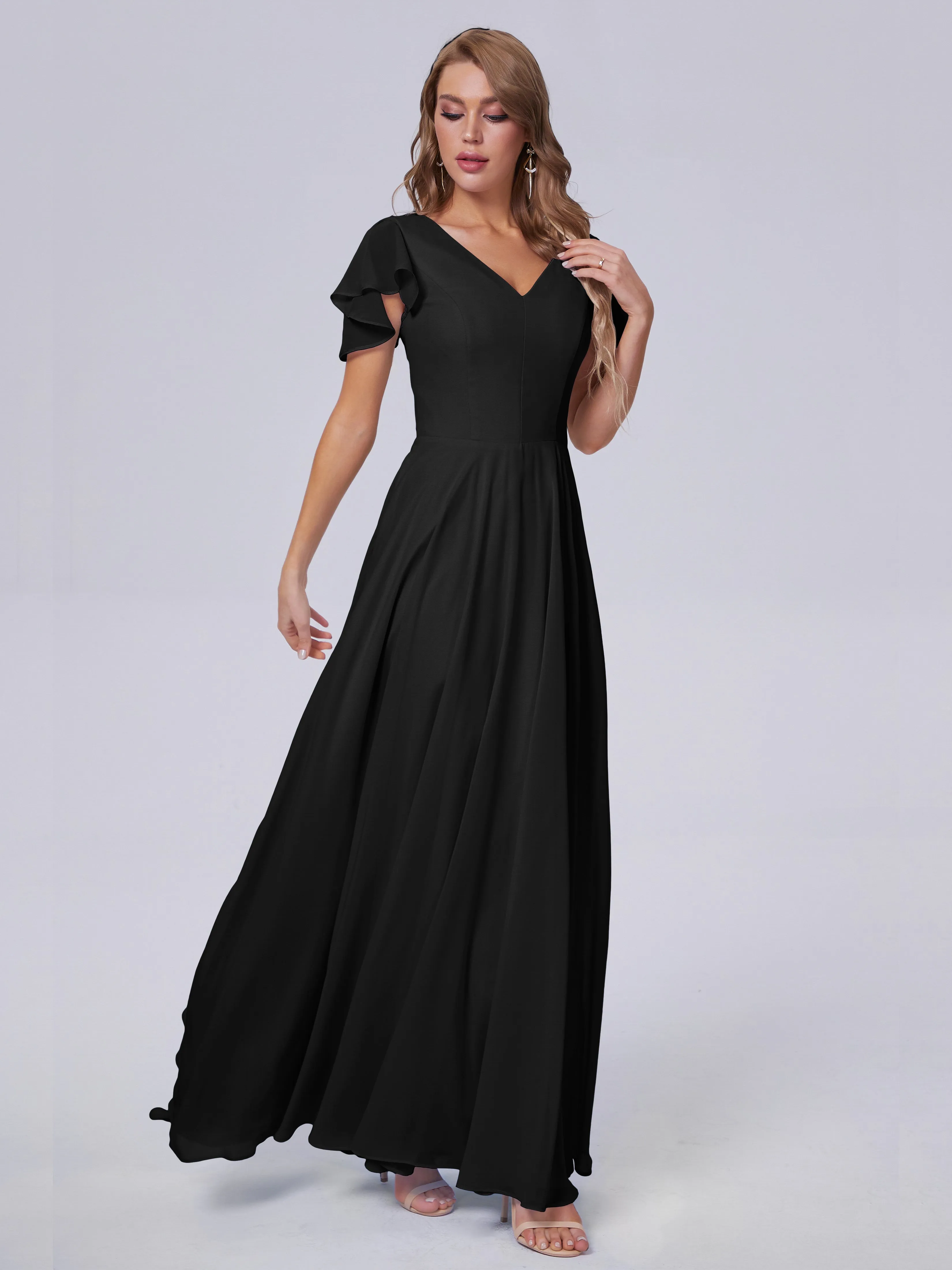 Anastasia Short Sleeves Chiffon Bridesmaid Dresses