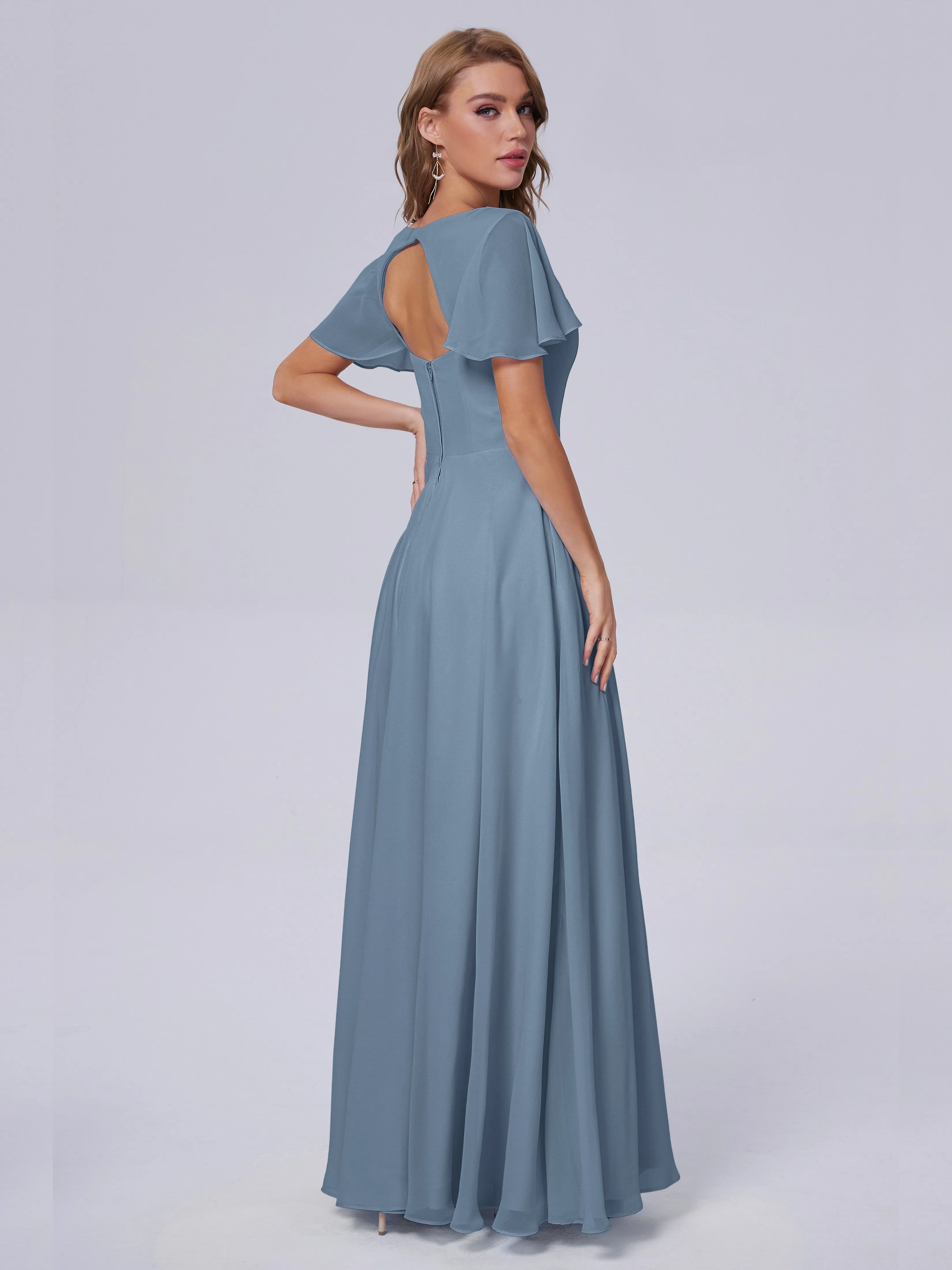 Anastasia Short Sleeves Chiffon Bridesmaid Dresses