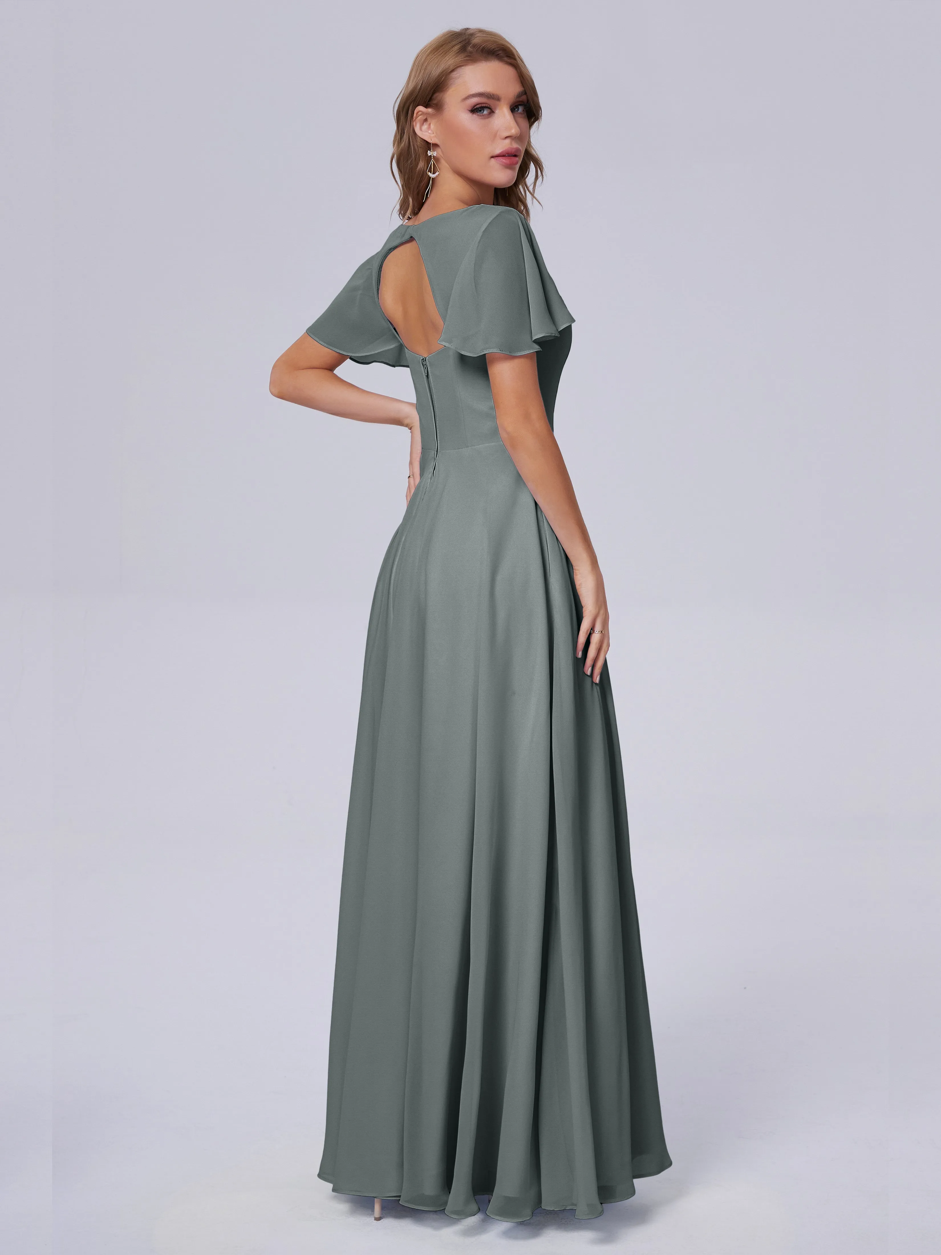 Anastasia Short Sleeves Chiffon Bridesmaid Dresses