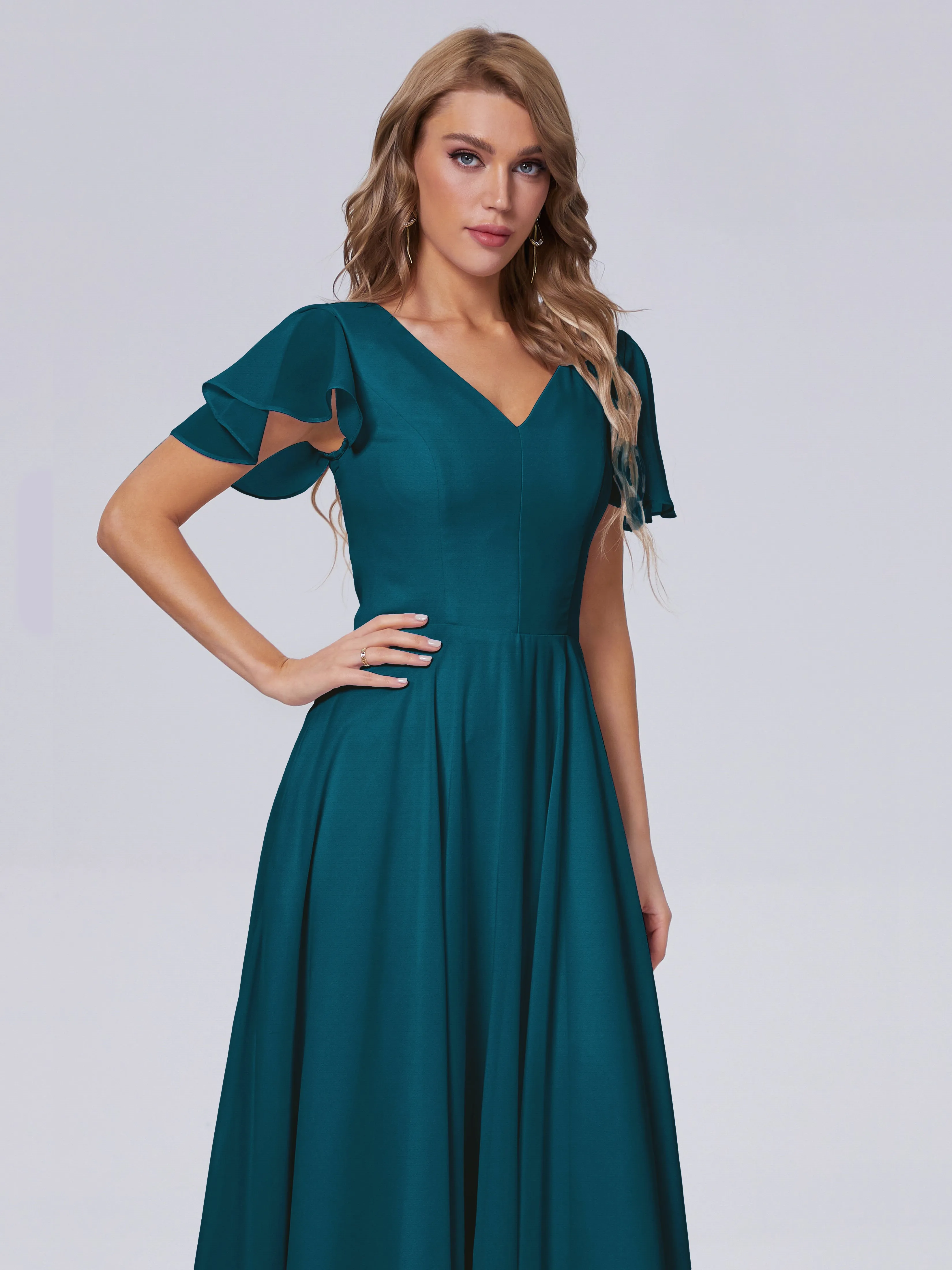 Anastasia Short Sleeves Chiffon Bridesmaid Dresses