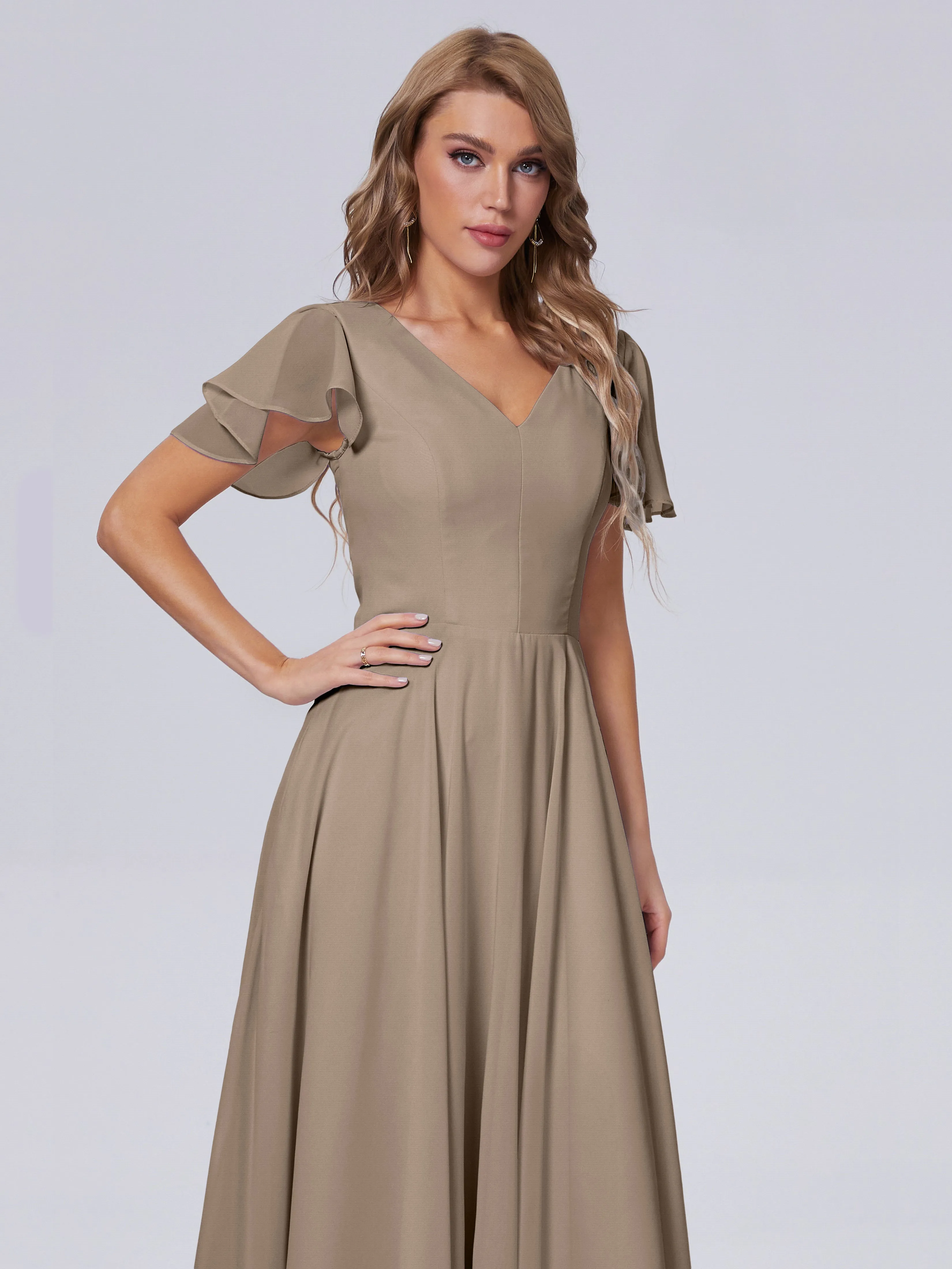 Anastasia Short Sleeves Chiffon Bridesmaid Dresses