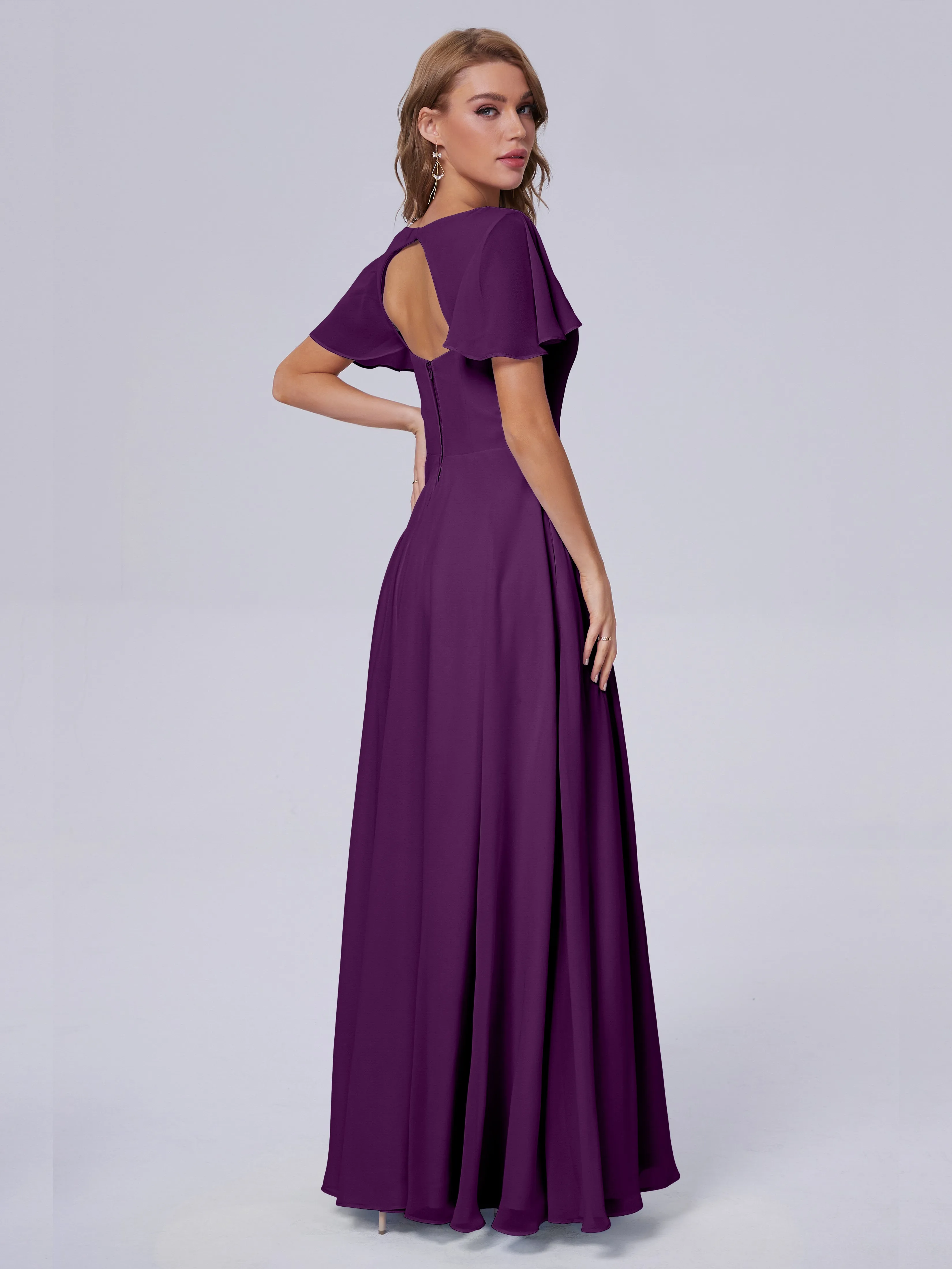 Anastasia Short Sleeves Chiffon Bridesmaid Dresses