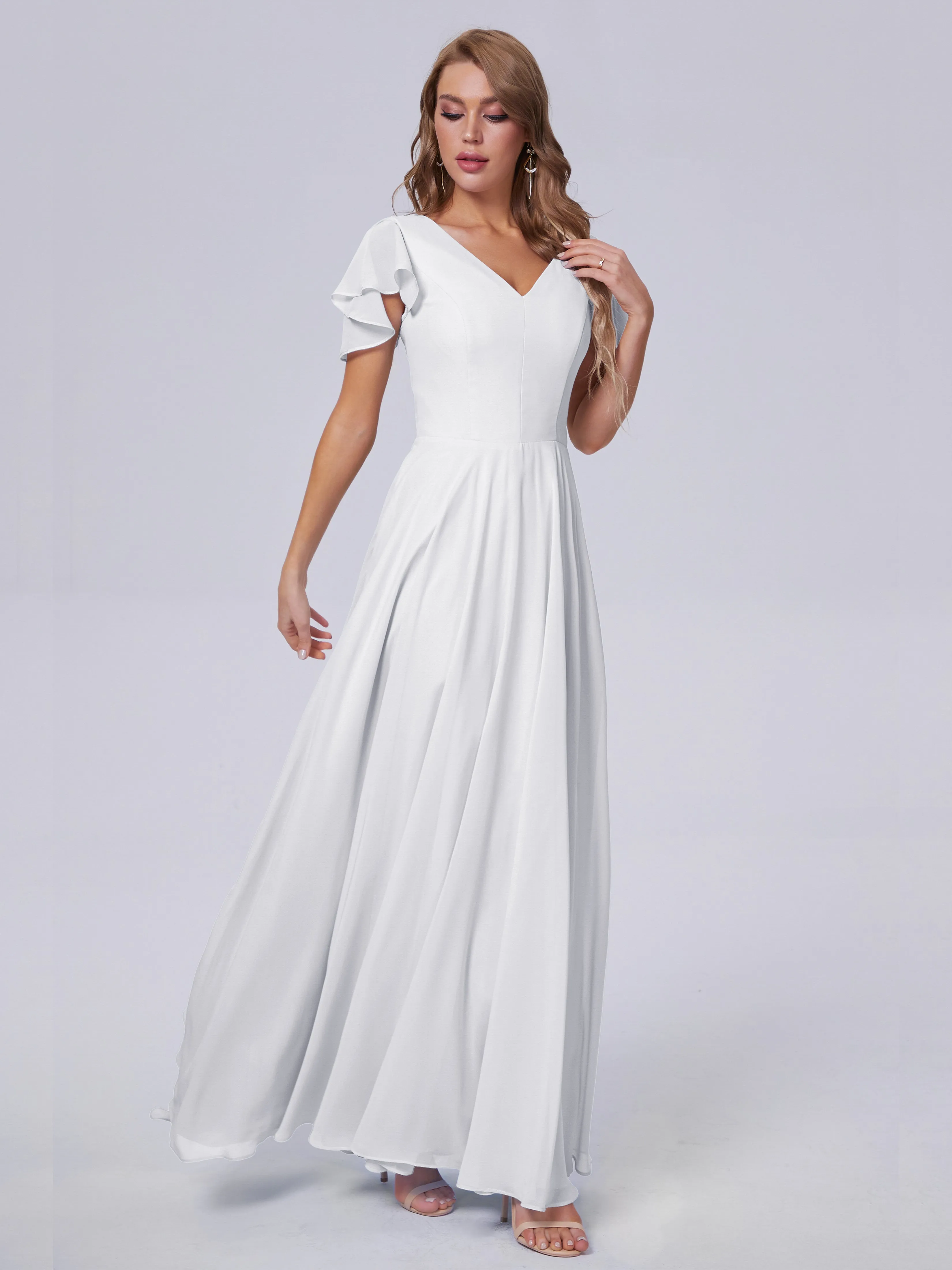 Anastasia Short Sleeves Chiffon Bridesmaid Dresses