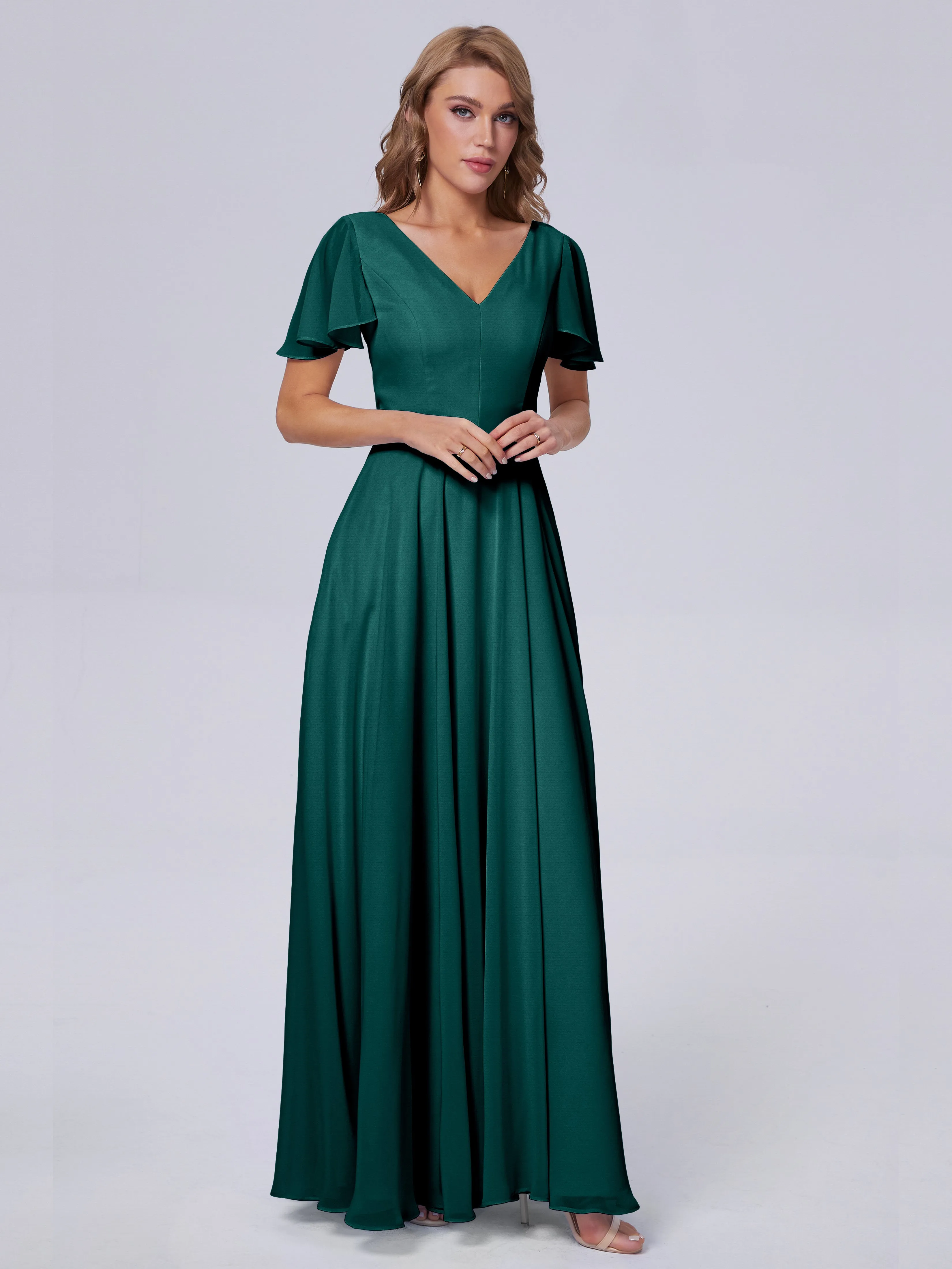 Anastasia Short Sleeves Chiffon Bridesmaid Dresses